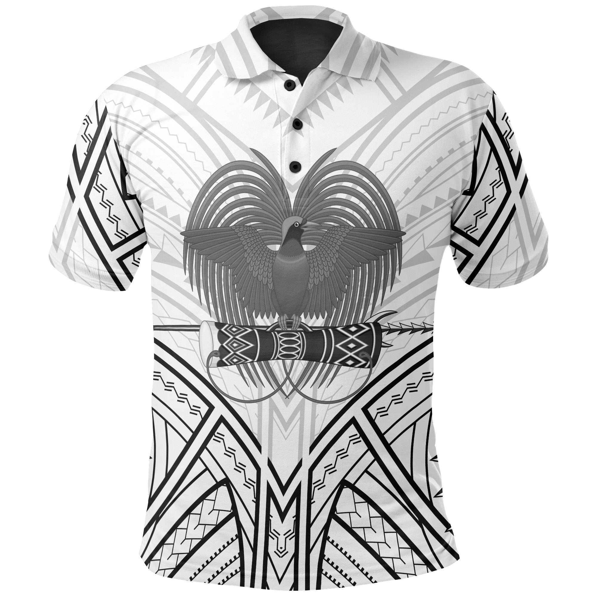 Papua New Guinea Polo Shirt Papua New Guinea Seal Tribal Patterns Unisex White - Polynesian Pride