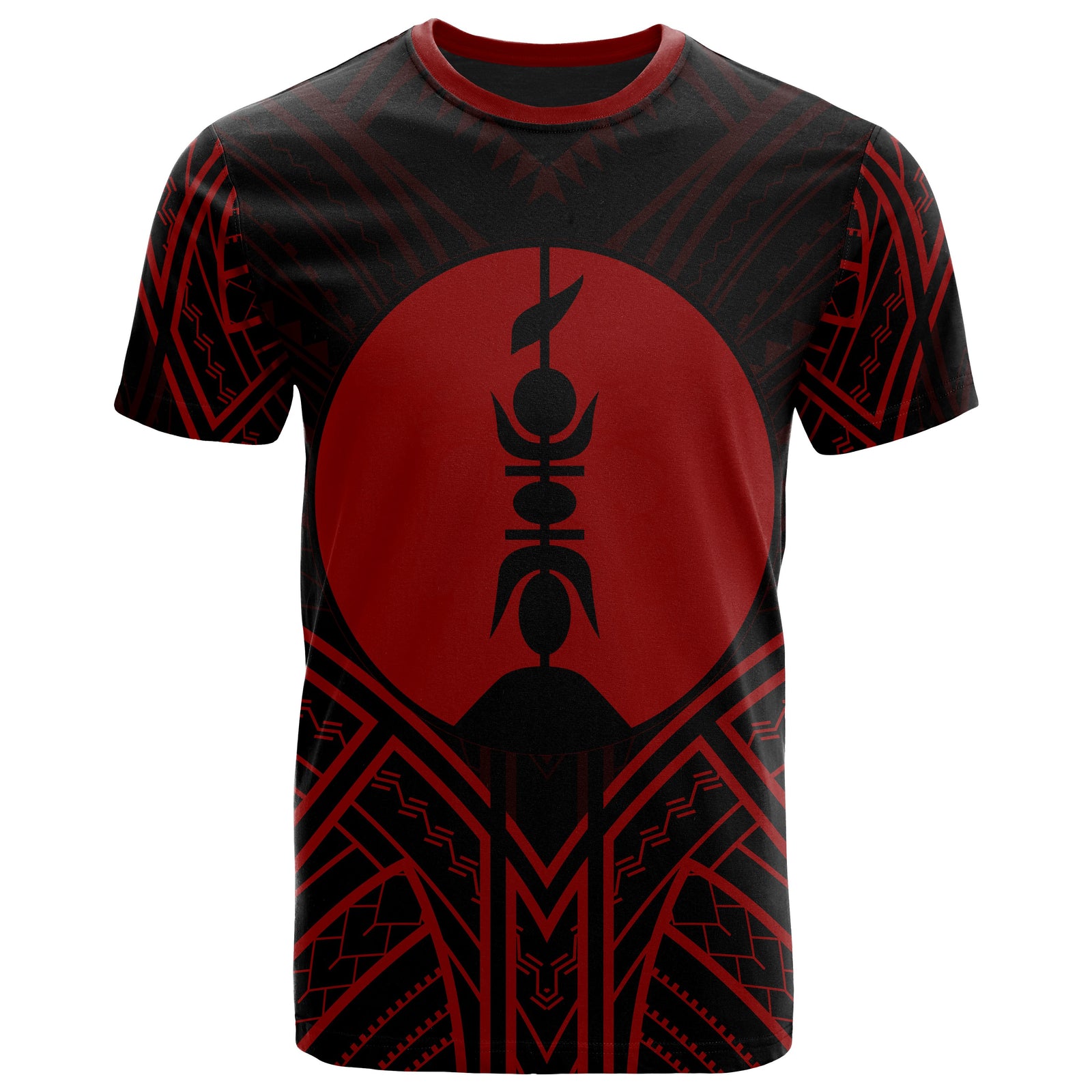 New Caledonia T Shirt New Caledonia Seal Tribal Red Color Unisex Black - Polynesian Pride