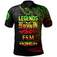 Federated States of Micronesia Polo Shirt Legends Are Born In Reggae Color Unisex Black - Polynesian Pride