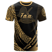 American Samoa T Shirt Manua Tau Polynesian Gold Patterns Sport Style Unisex Black - Polynesian Pride