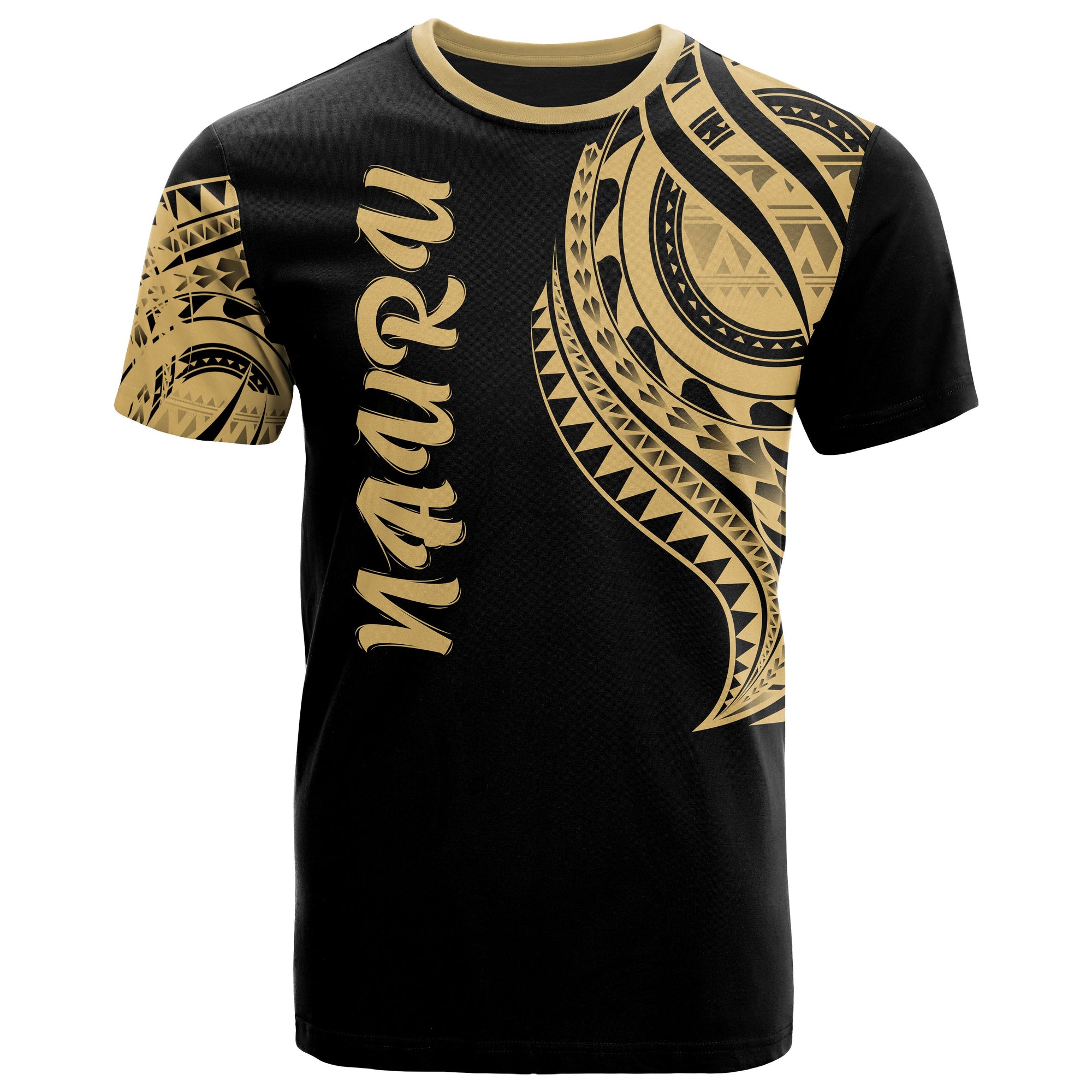 Nauru T Shirt Nauru Tatau Gold Patterns Unisex Black - Polynesian Pride