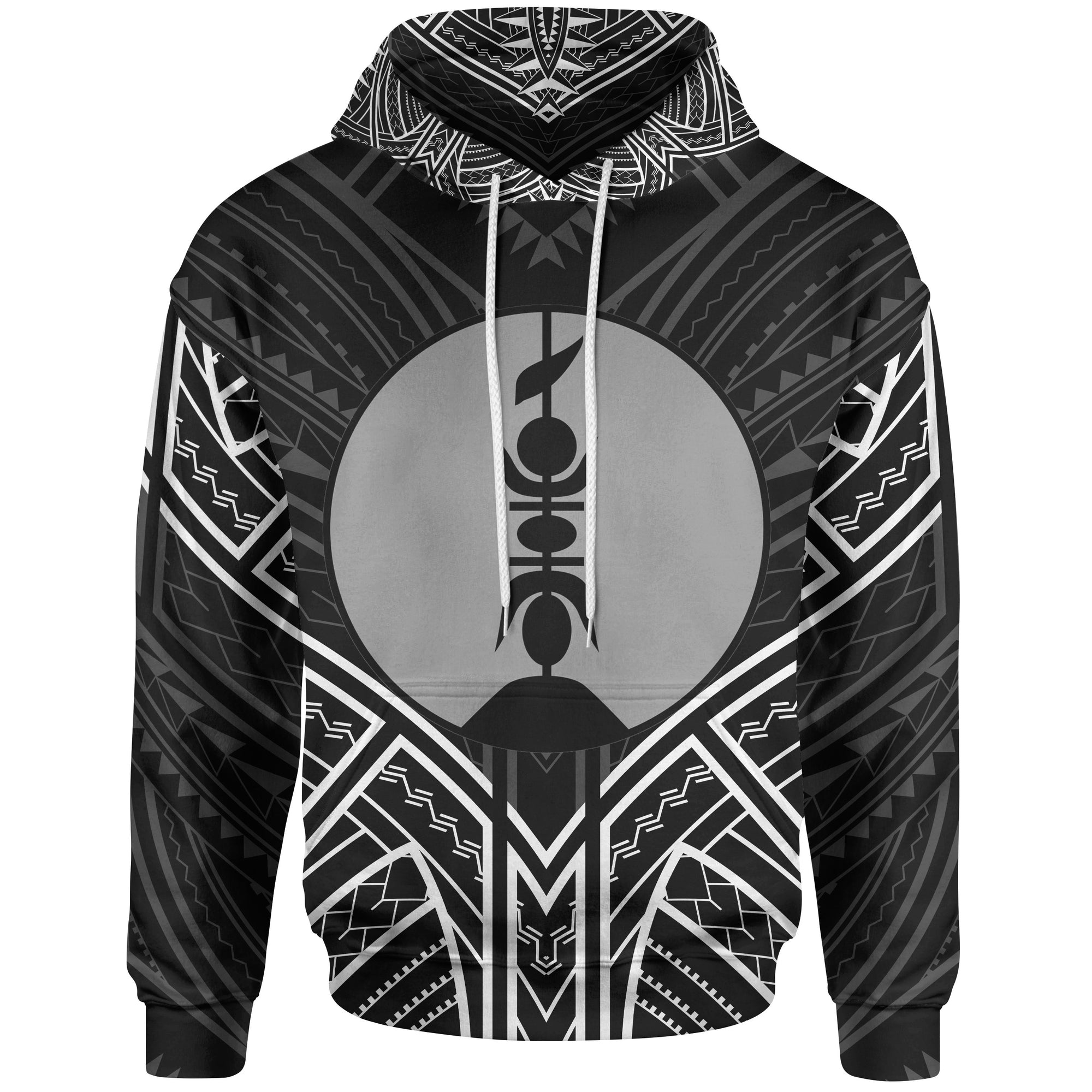 New Caledonia Hoodie New Caledonia Seal Black Tribal Patterns Unisex White - Polynesian Pride