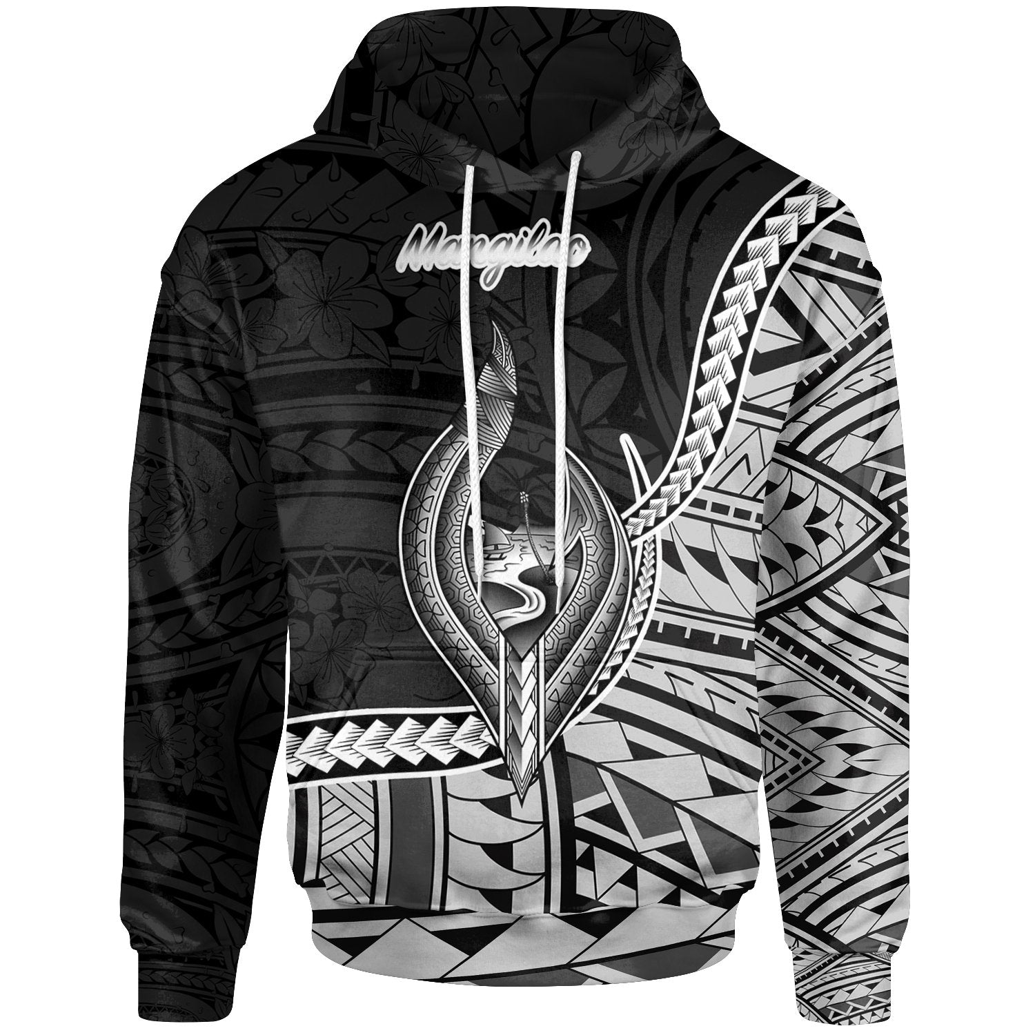 Guam Hoodie Mangilao Seal of Guam Polynesian Patterns Unisex Black - Polynesian Pride