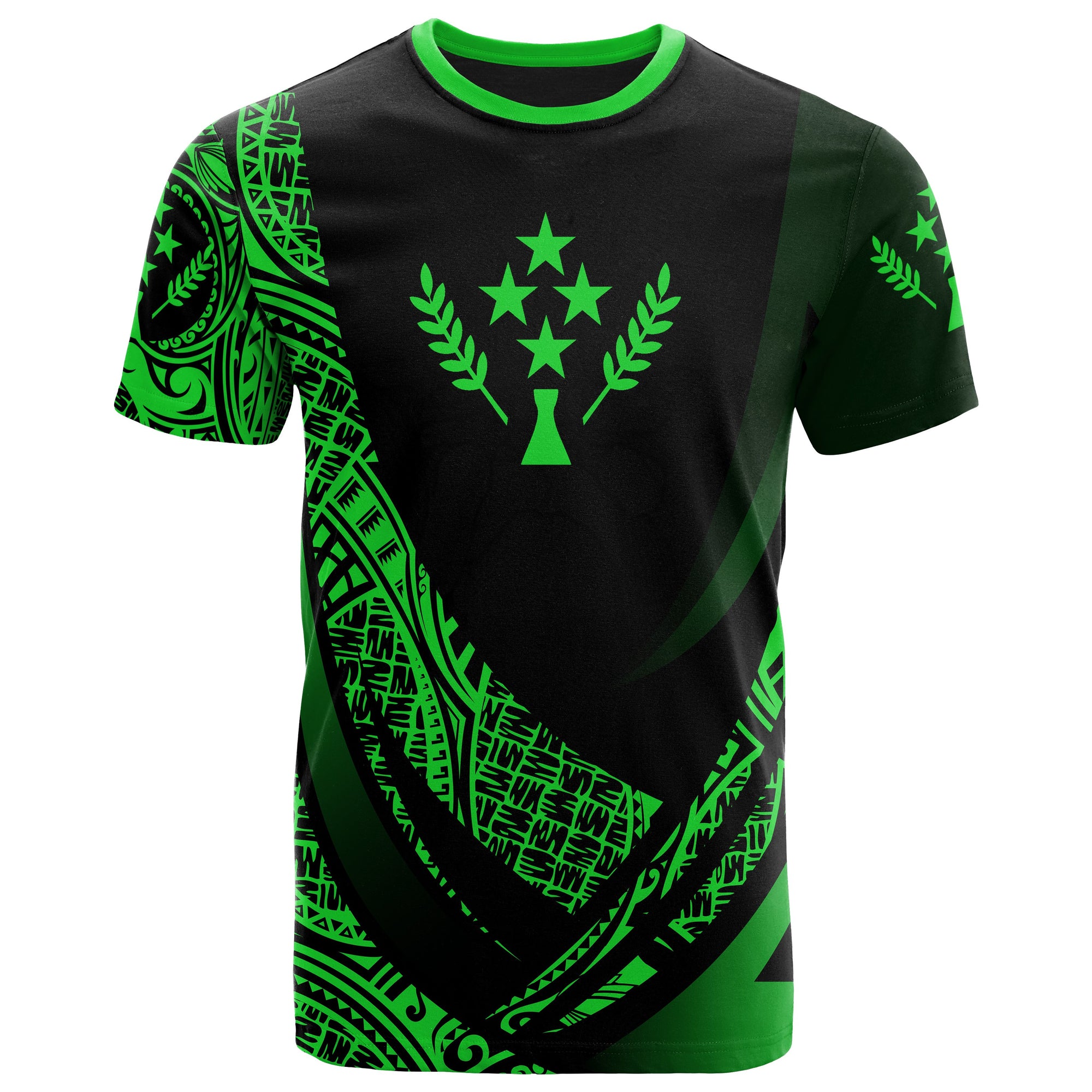 Kosrae State T Shirt Green Polynesian Patterns Sport Style Unisex Black - Polynesian Pride