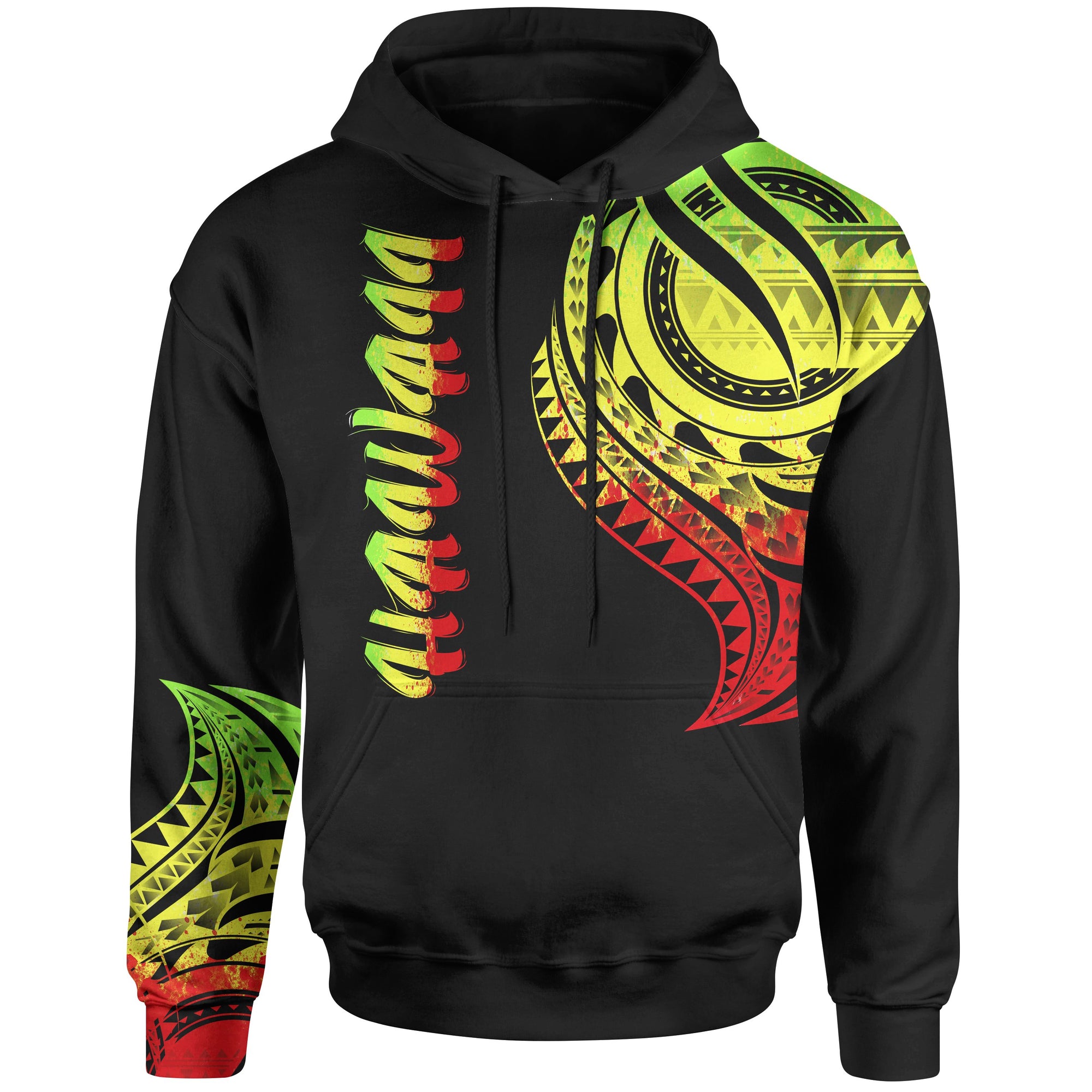 Hawaii Hoodie Tatau Reggae Patterns Unisex Black - Polynesian Pride