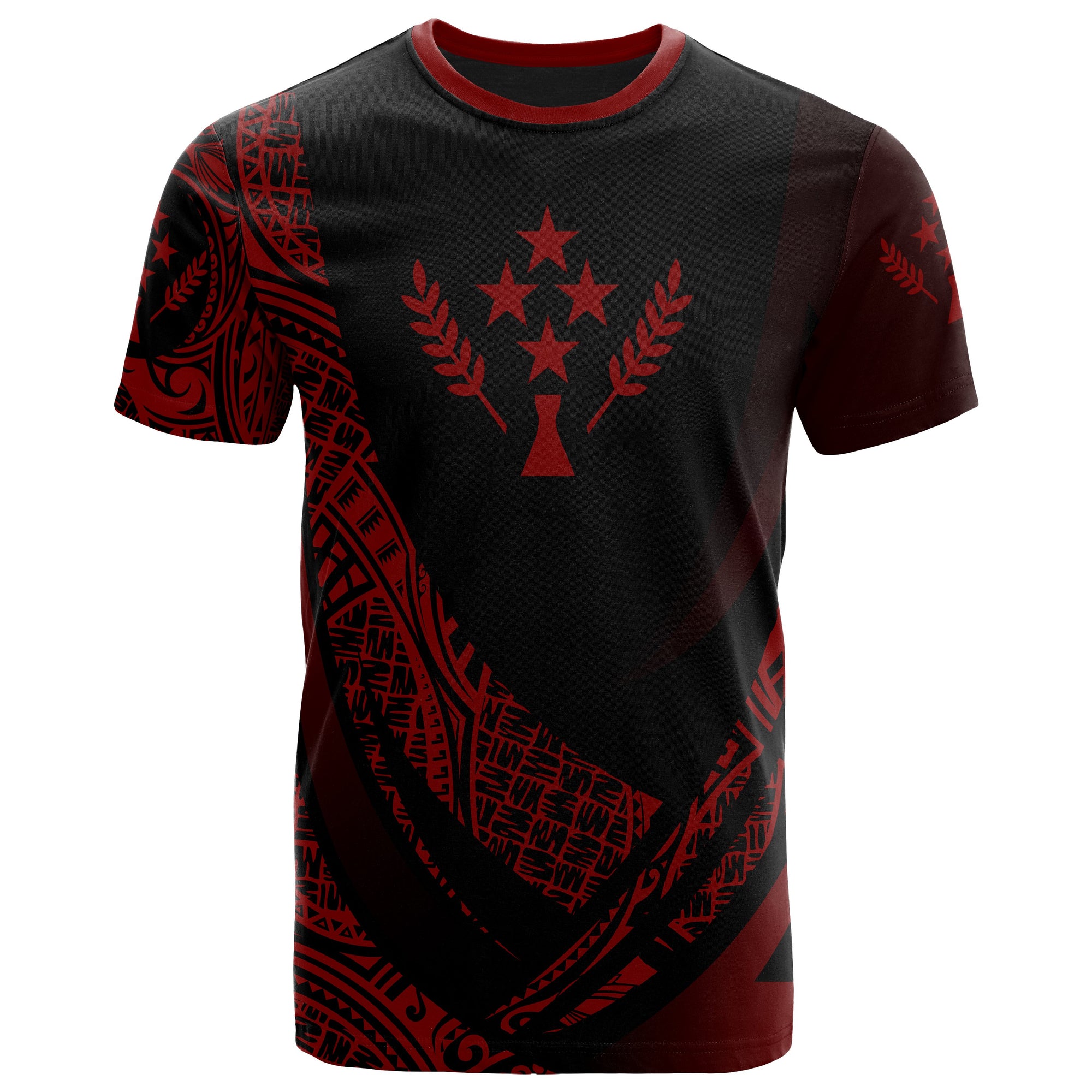 Kosrae State T Shirt Red Polynesian Patterns Sport Style Unisex Black - Polynesian Pride