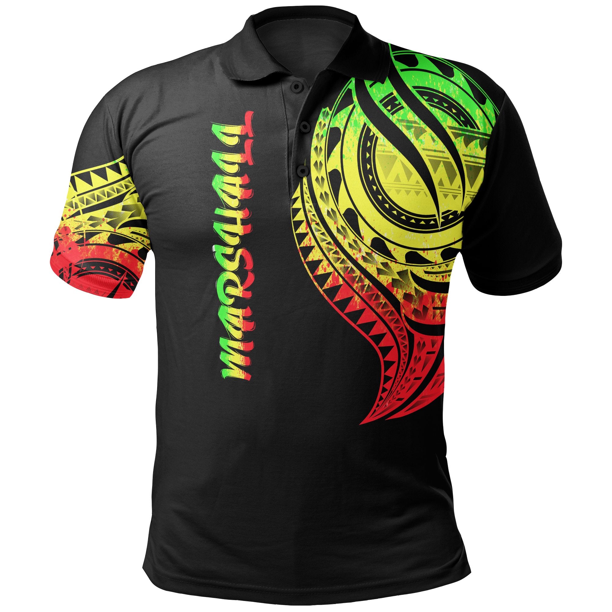 Marshall Polo Shirt Marshall Tatau Reggae Patterns Unisex Black - Polynesian Pride