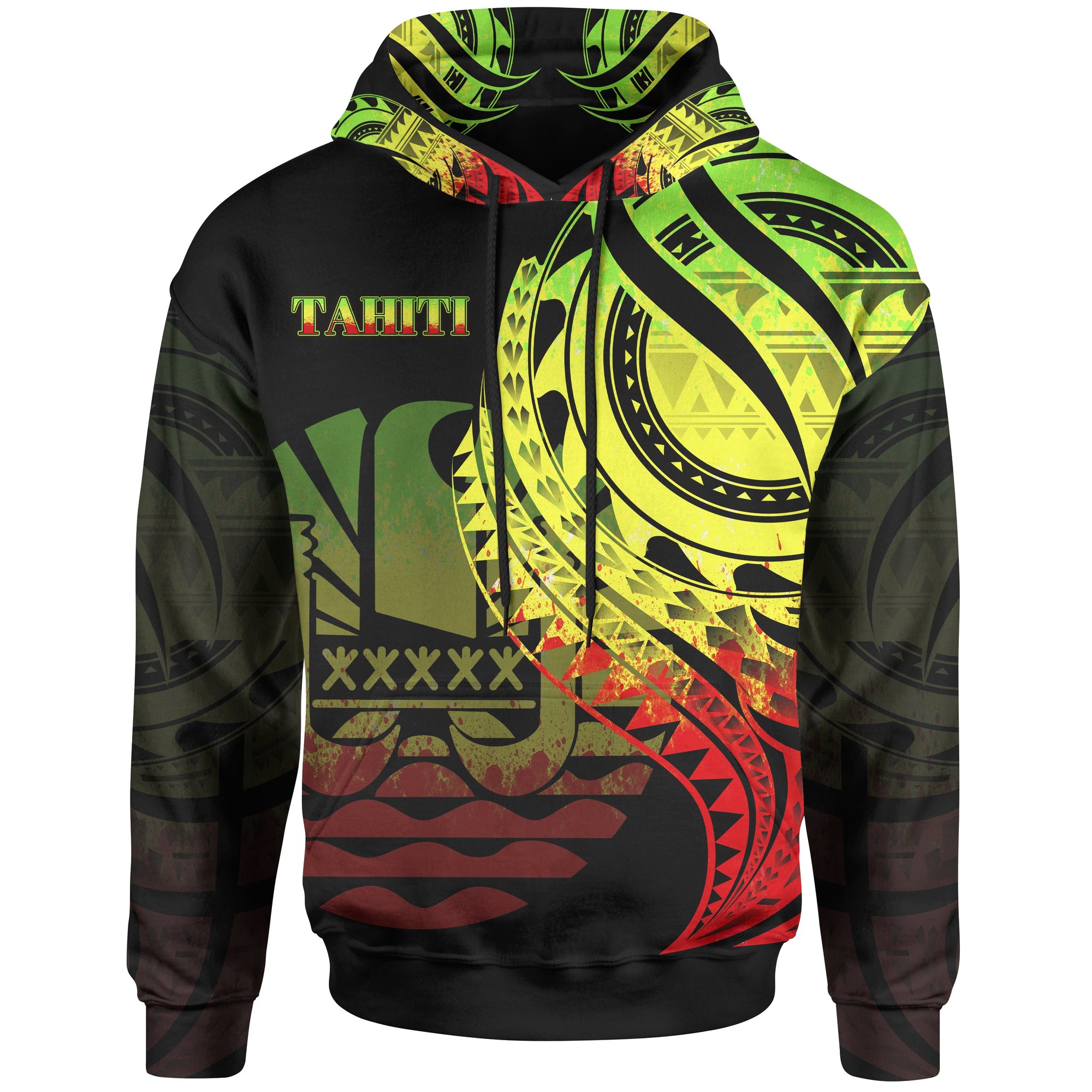 Tahiti Hoodie Reggae Polynesian Patterns Best Tahiti Ever Unisex Black - Polynesian Pride