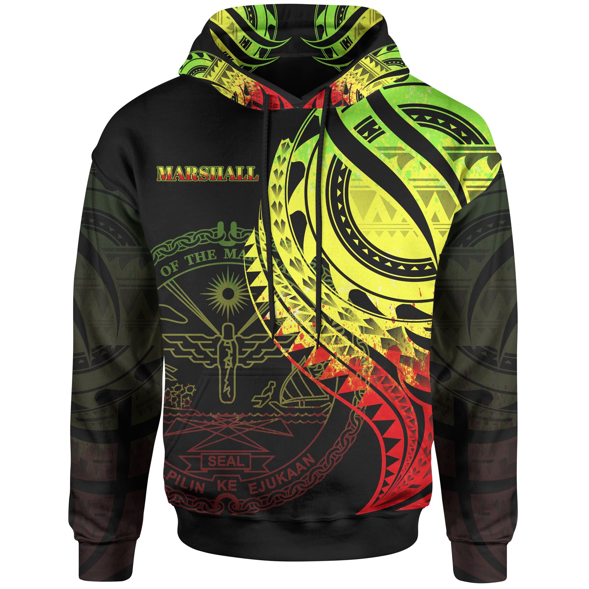 Marshall Islands Hoodie Reggae Polynesian Patterns Best Marshall Islands Ever Unisex Black - Polynesian Pride