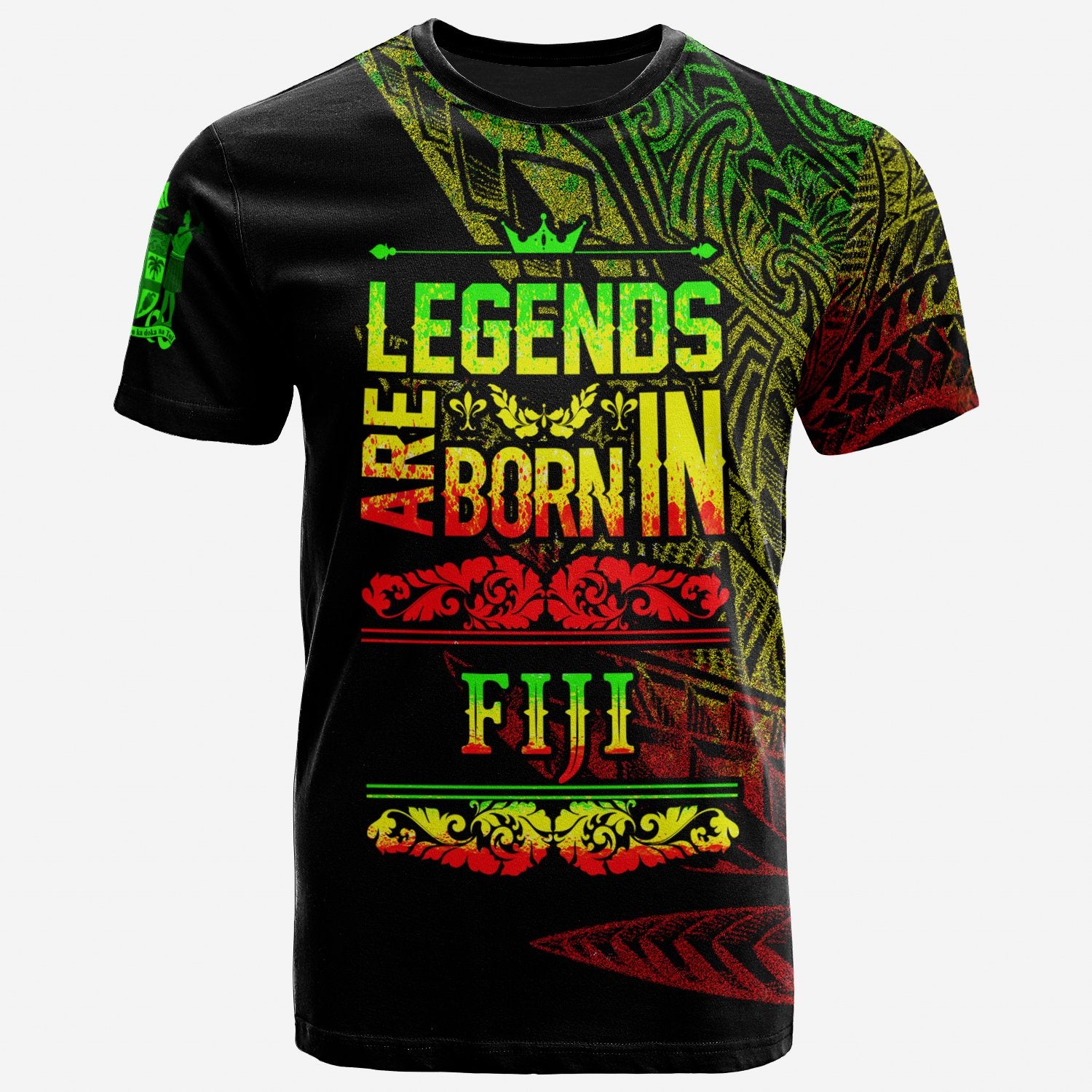 Fiji T Shirt Legends Are Born In Reggae Color Unisex Black - Polynesian Pride