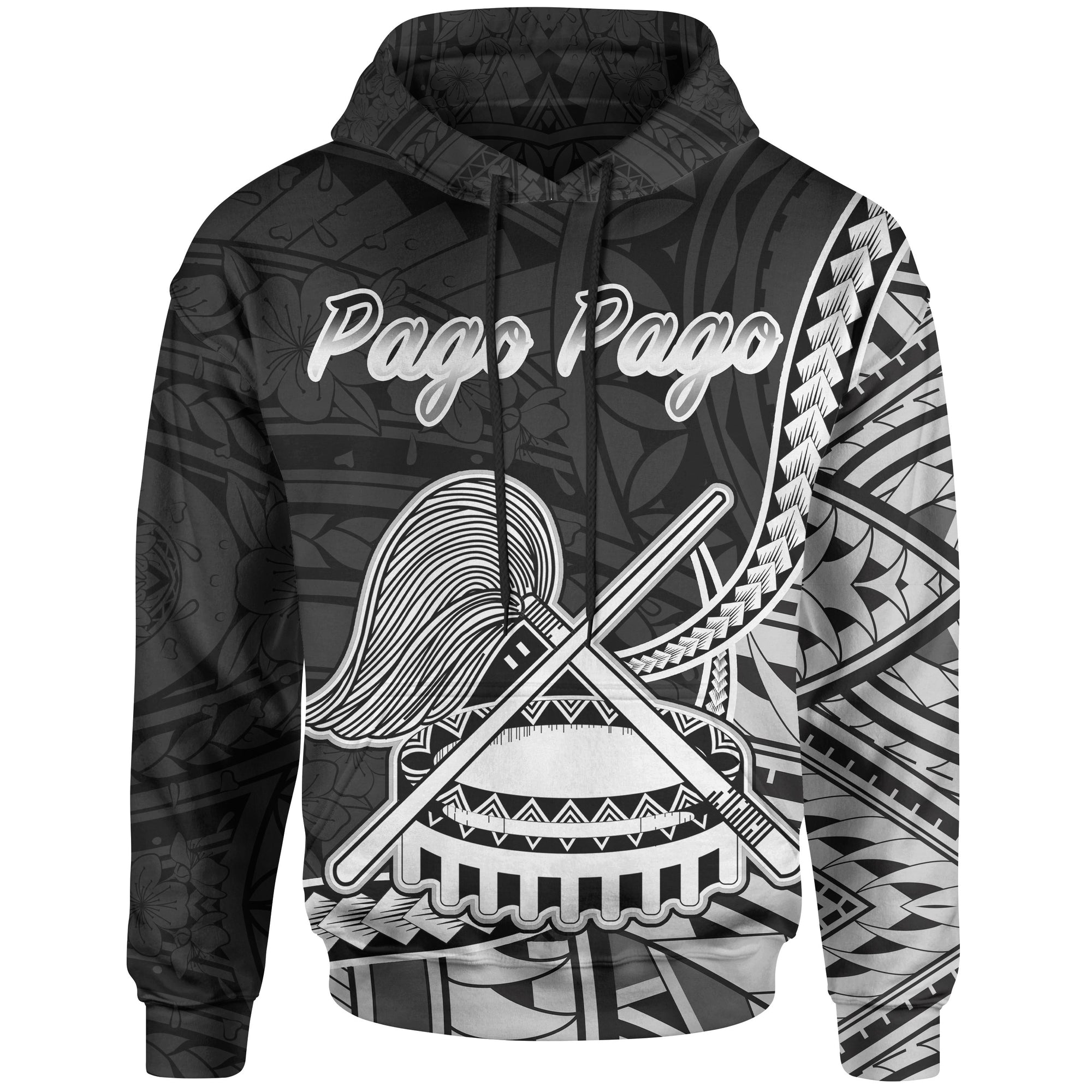 American Samoa Hoodie Pago Pago Polynesian Patterns Unisex Black - Polynesian Pride