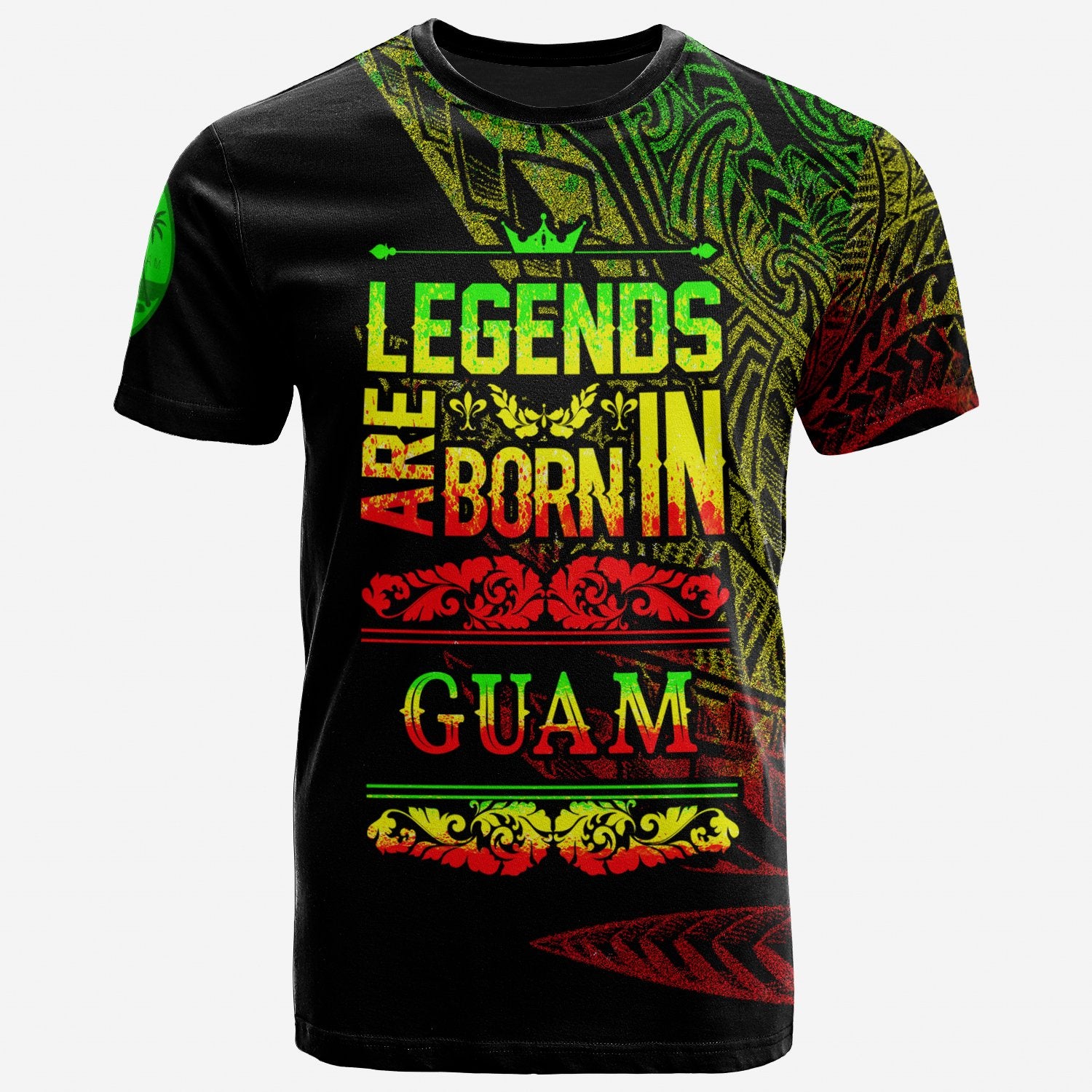 Guam T Shirt Legends Are Born In Reggae Color Unisex Black - Polynesian Pride