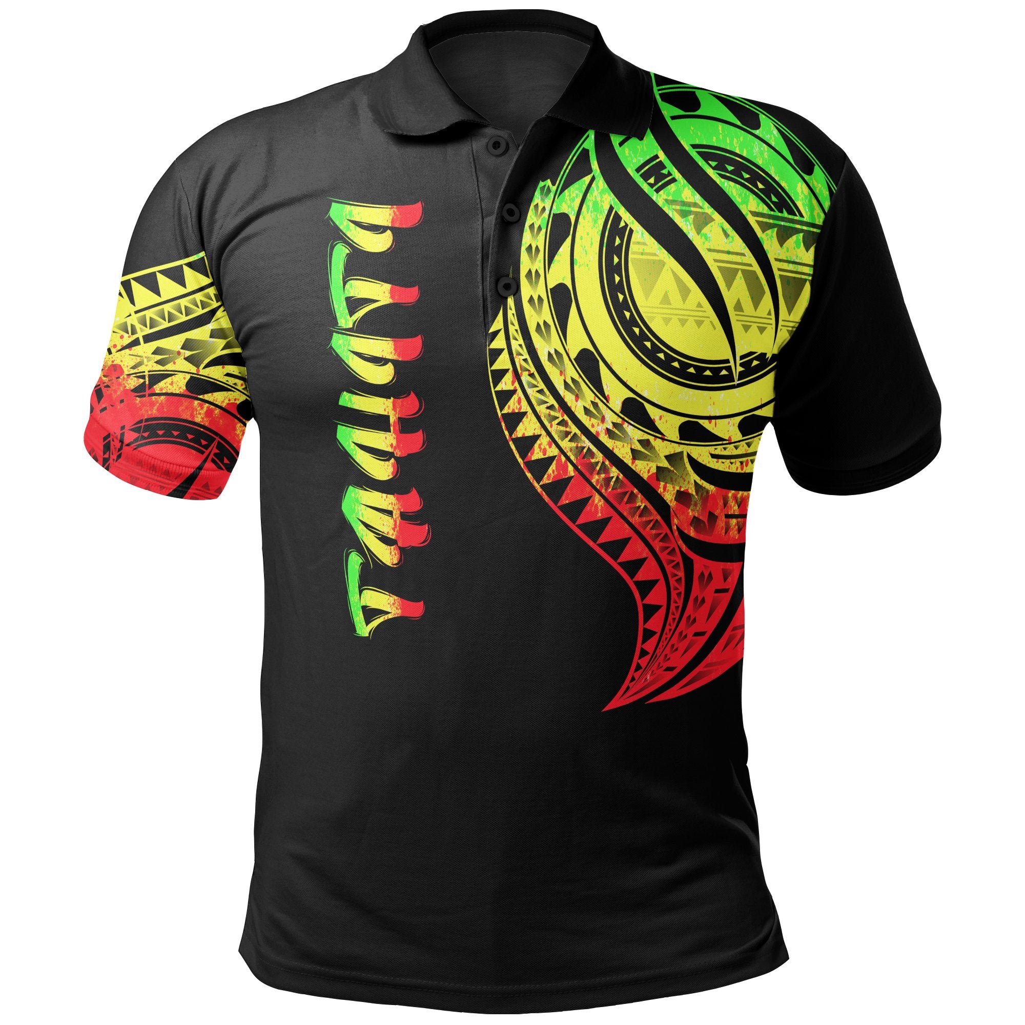 Tahiti Polo Shirt Tahitian Tatau Reggae Patterns Unisex Black - Polynesian Pride