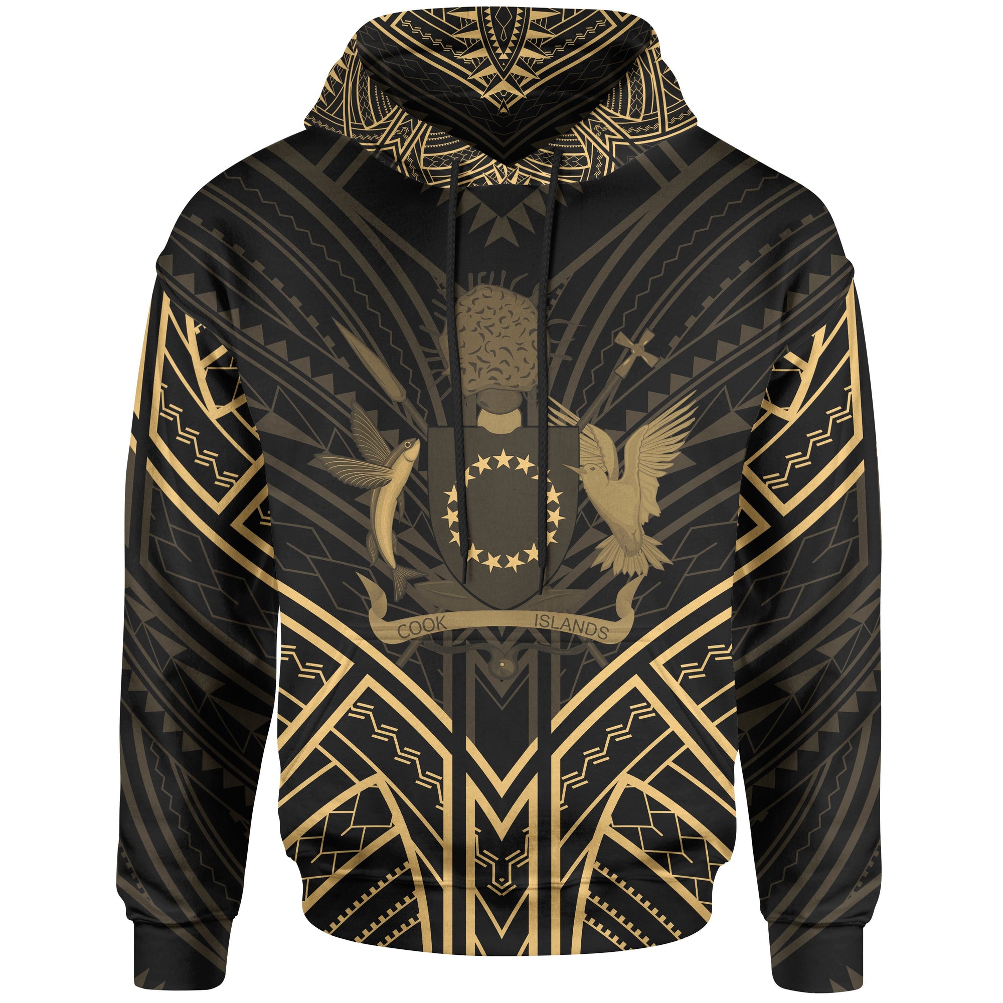 Cook Islands Hoodie Cook Islands Seal Gold Tribal Patterns Unisex White - Polynesian Pride