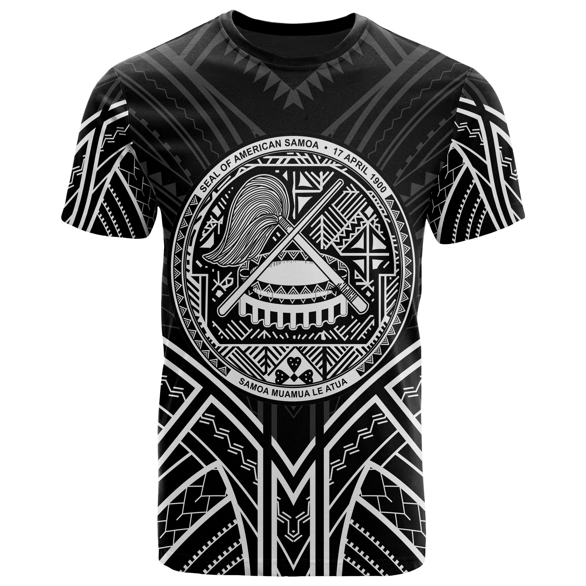 American Samoa T Shirt American Samoan Seal Tribal Black Color Patterns Unisex Black - Polynesian Pride