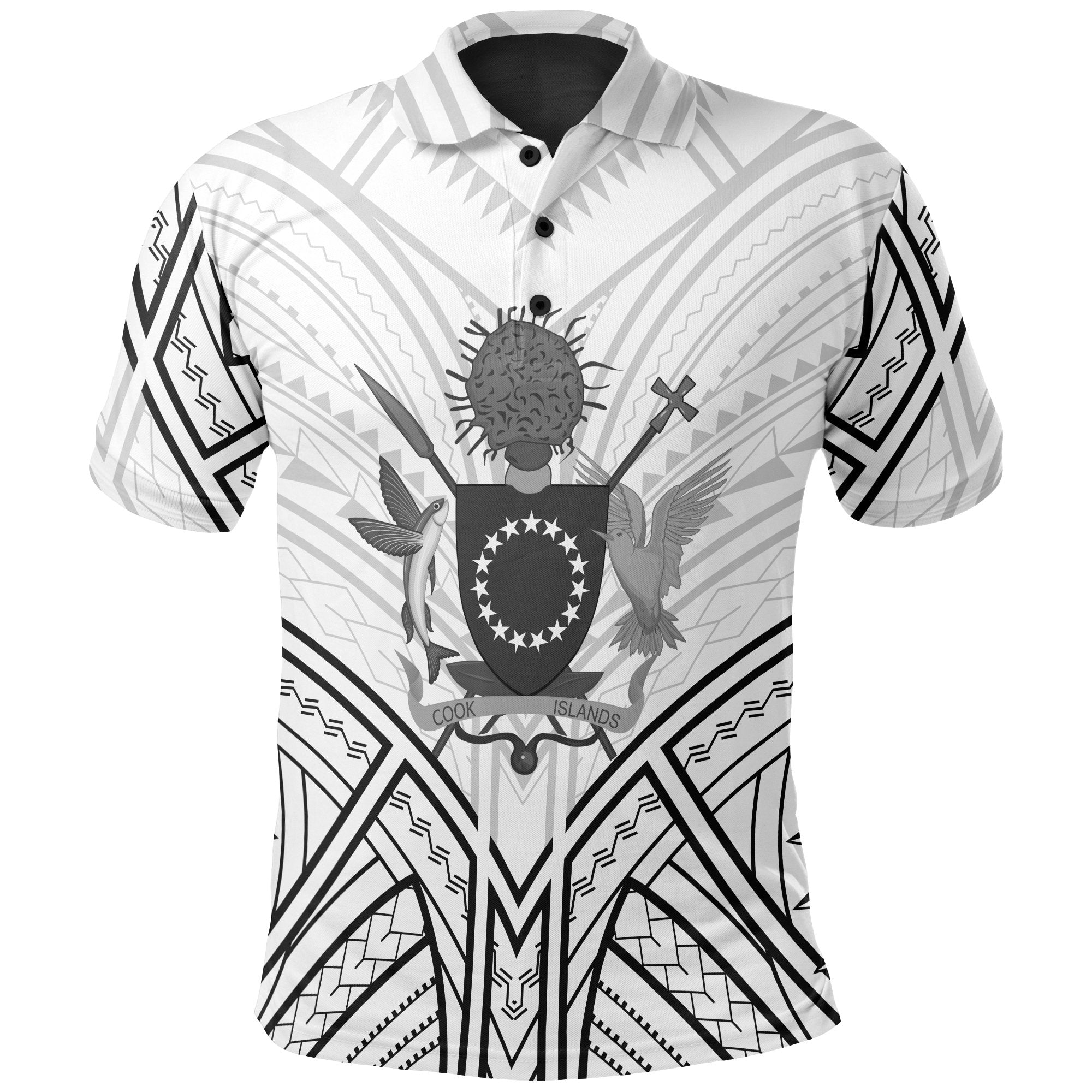 Cook Islands Polo Shirt Kuki Airani Seal Tribal Patterns Unisex White - Polynesian Pride