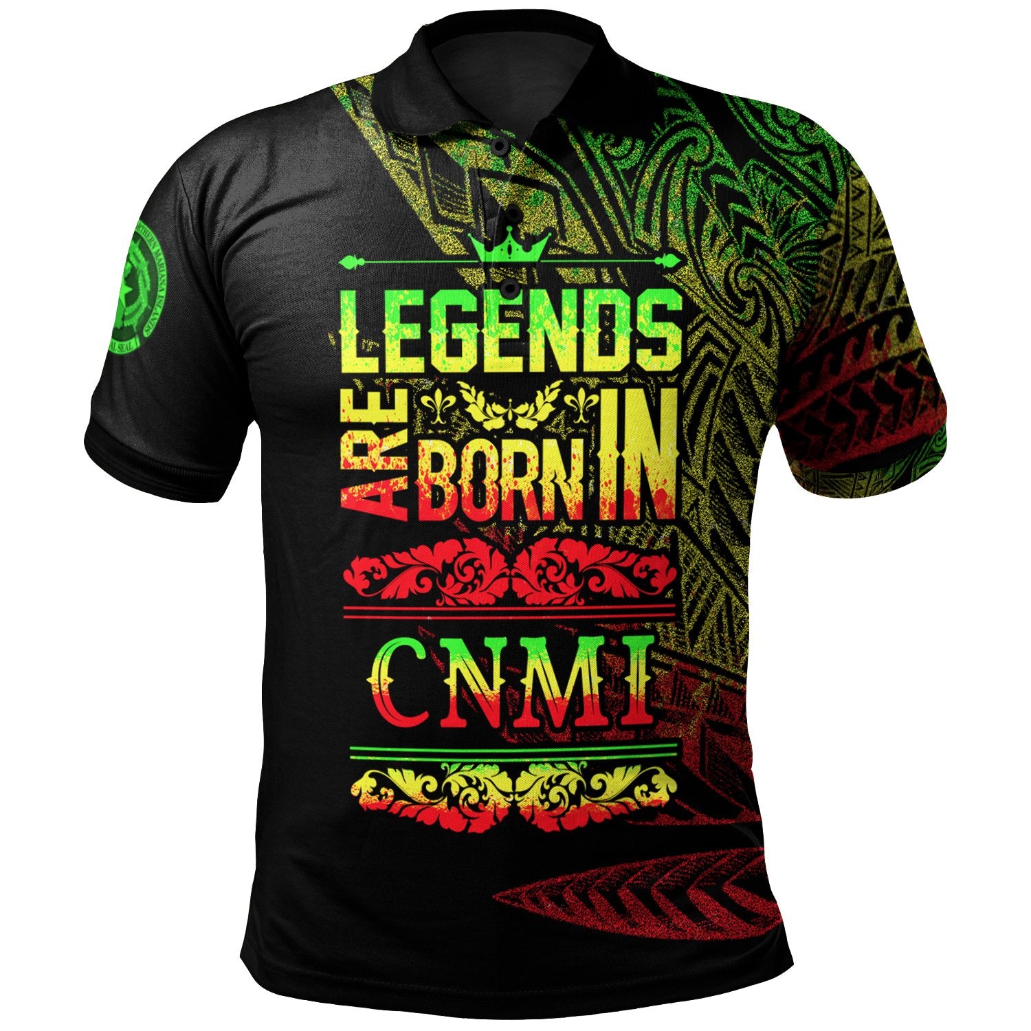 Northern Mariana Islands Polo Shirt Legends Are Born In Reggae Color Unisex Black - Polynesian Pride