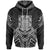 Tuvalu Hoodie Tuvalu Seal Black Tribal Patterns Unisex White - Polynesian Pride