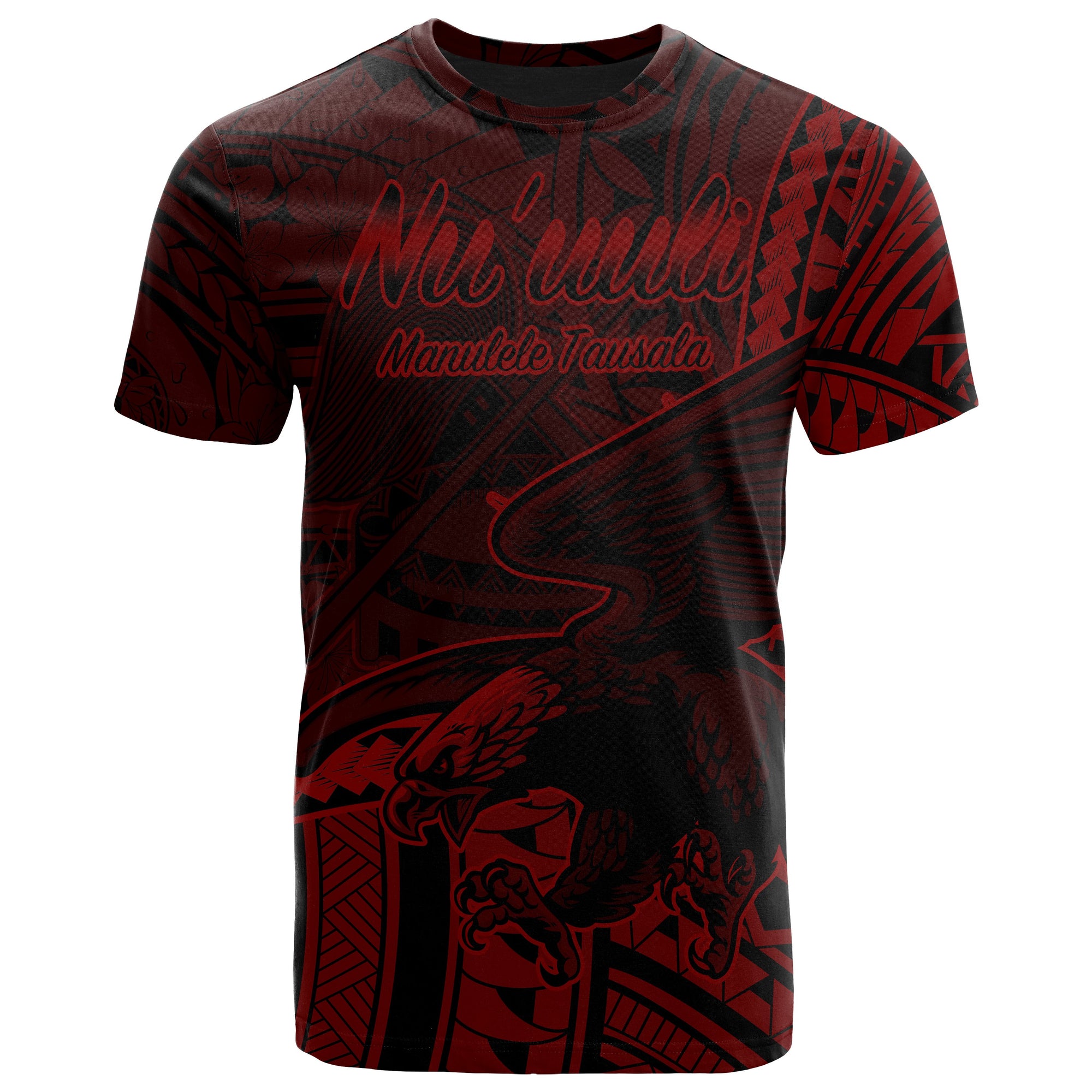 American Samoa T Shirt Nuuuli Polynesian Red Patterns Unisex Black - Polynesian Pride