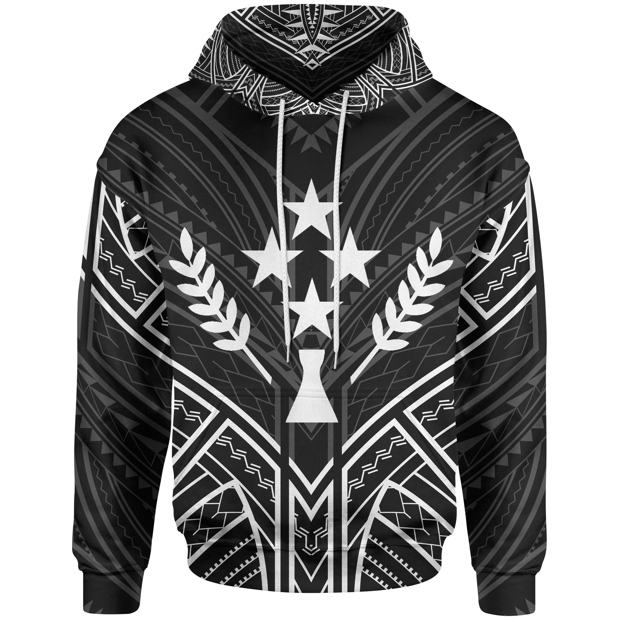 Kosrae State Hoodie Kosrae State Seal Black Tribal Patterns Unisex Black - Polynesian Pride