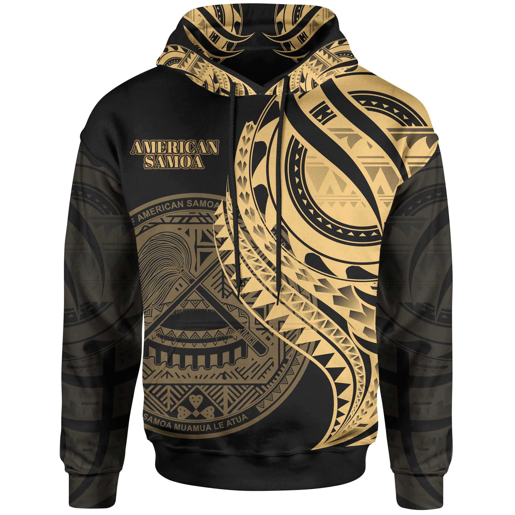 American Samoa Hoodie Gold Polynesian Patterns Bestmerican Samoa Ever Unisex Black - Polynesian Pride