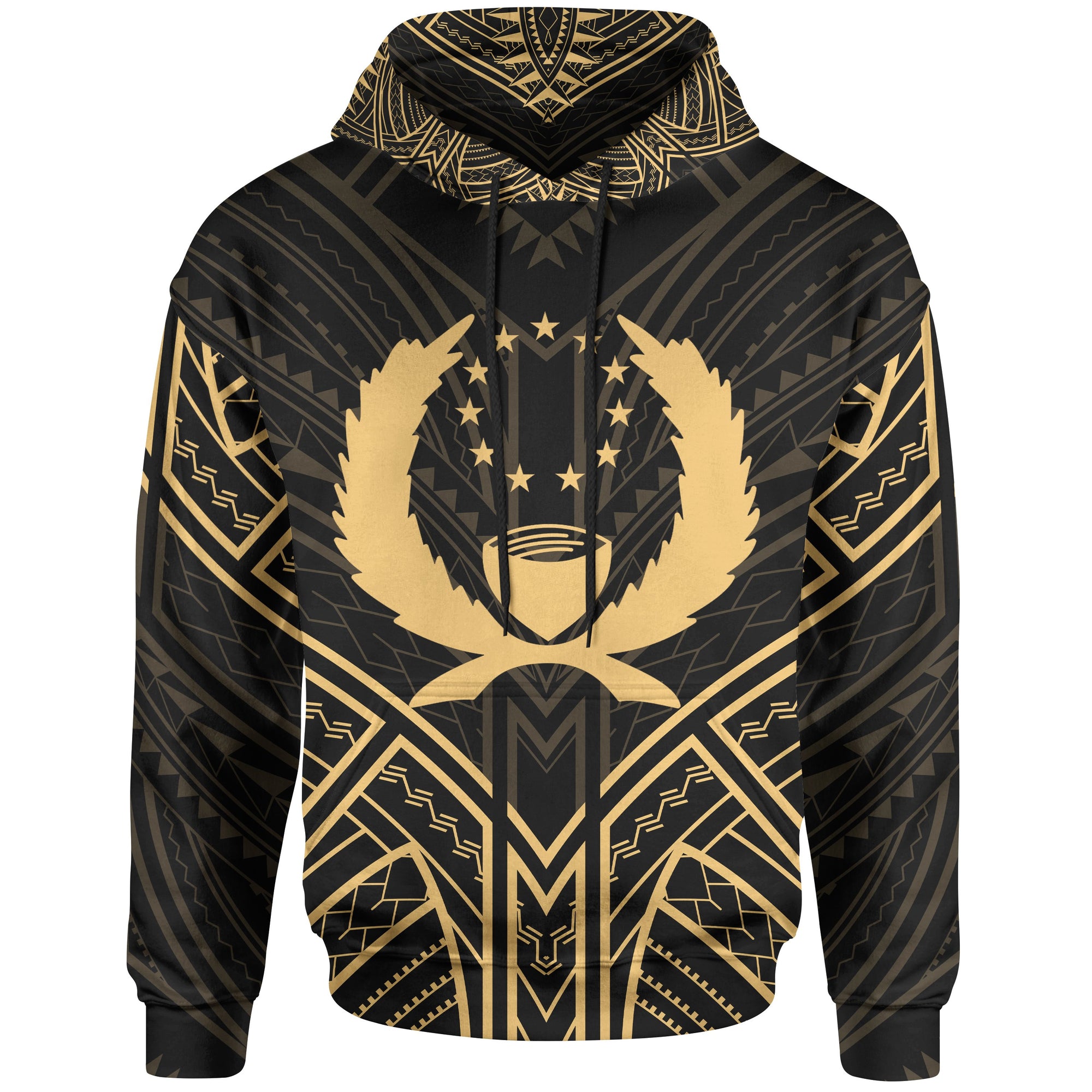 Pohnpei State Hoodie Pohnpei State Seal Gold Tribal Patterns Unisex Black - Polynesian Pride