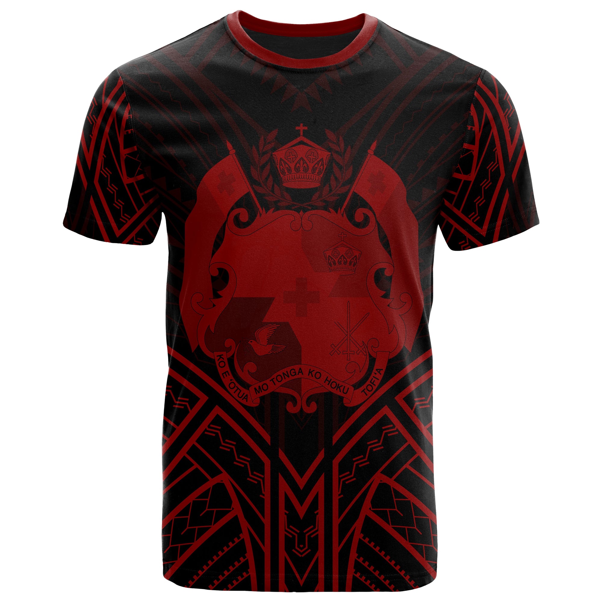 Tonga T Shirt Tonga Seal Tribal Red Color Patterns Unisex Black - Polynesian Pride