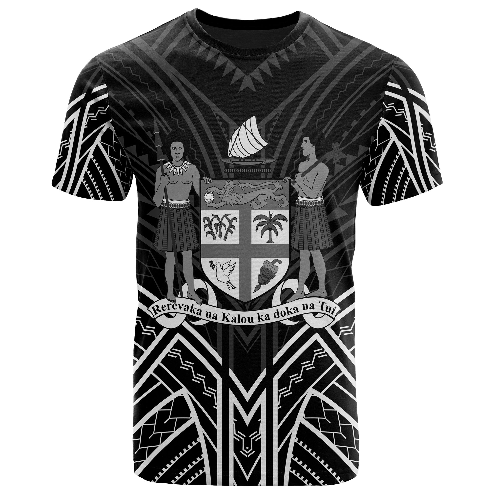 Fiji T Shirt Fijian Seal Tribal Black Color Patterns Unisex Black - Polynesian Pride