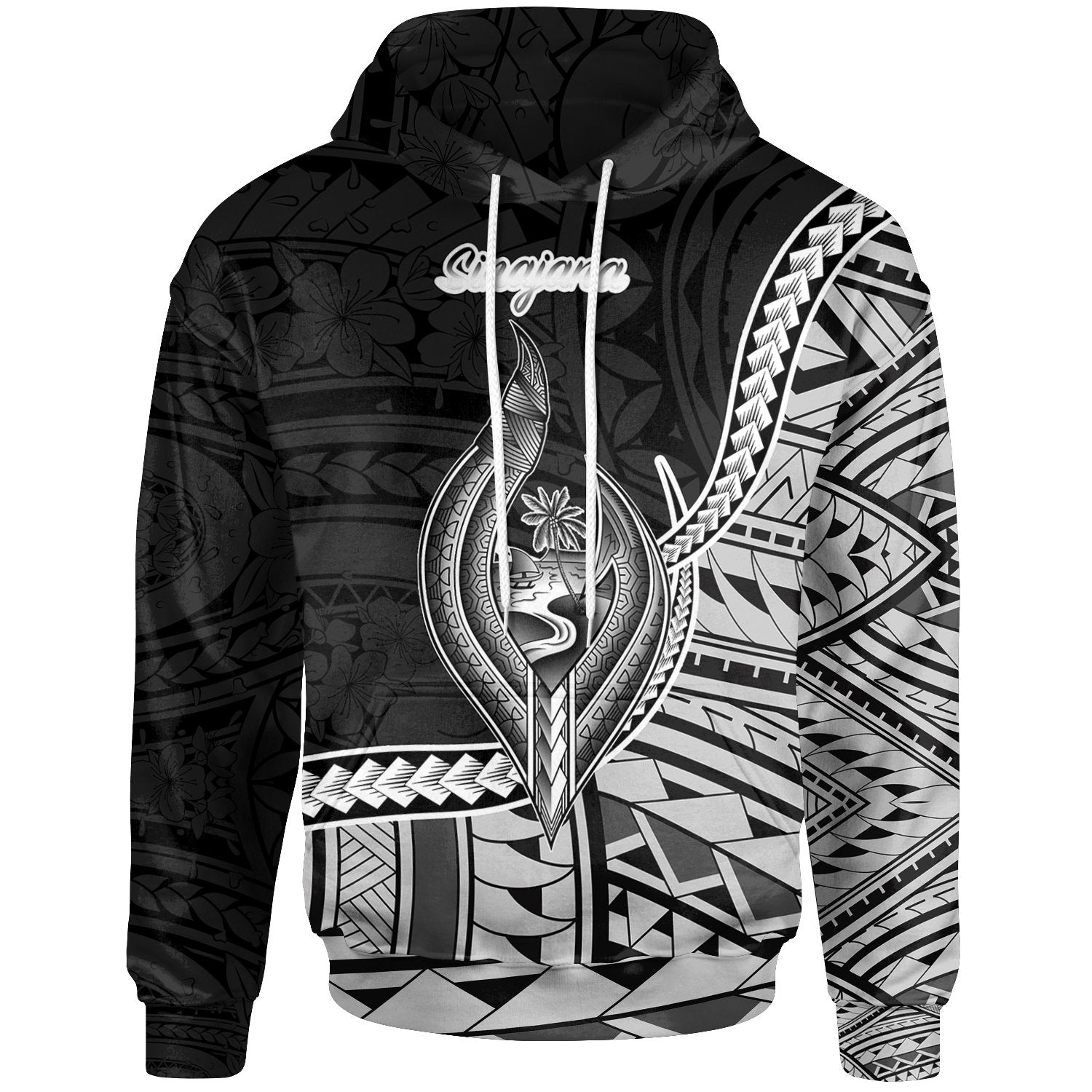 Guam Hoodie Sinajana Seal of Guam Polynesian Patterns Unisex Black - Polynesian Pride