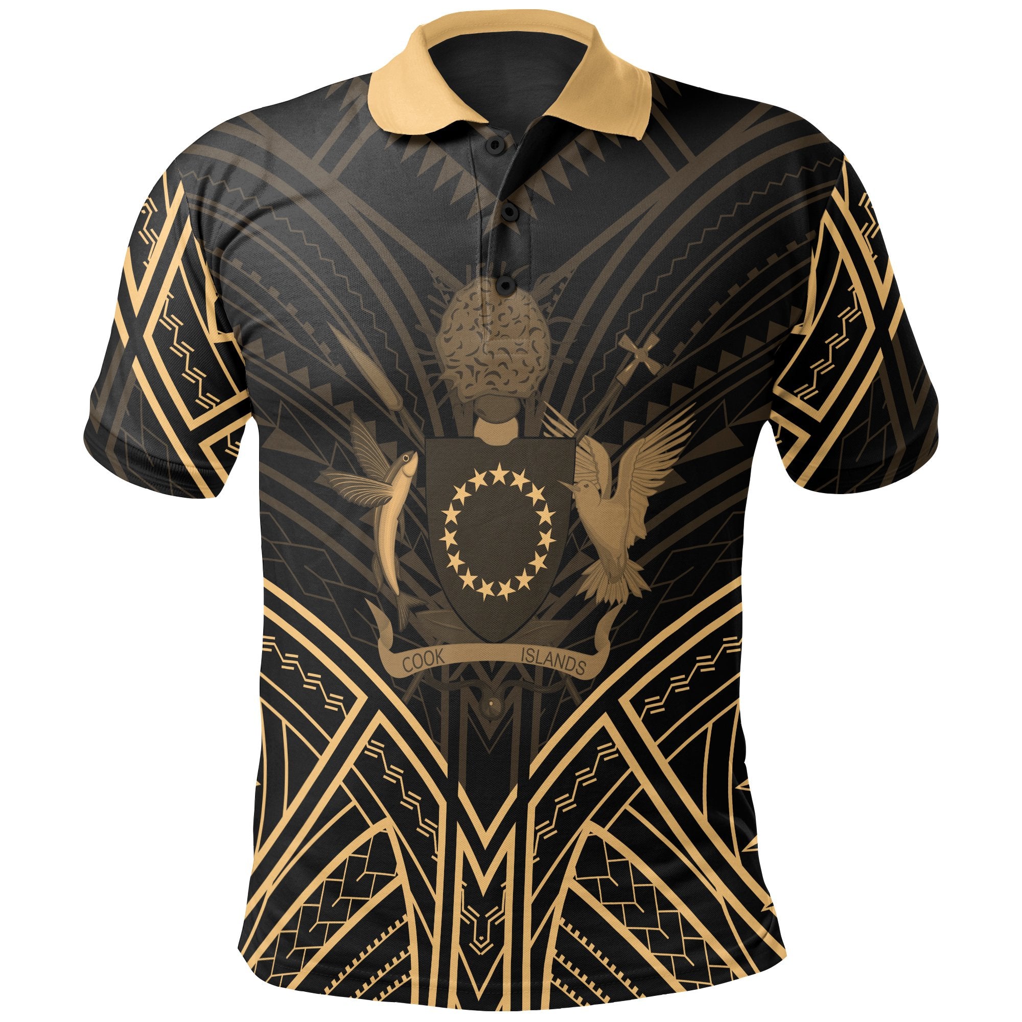 Cook Islands Polo Shirt Kuki Airani Seal Gold Tribal Patterns Unisex White - Polynesian Pride