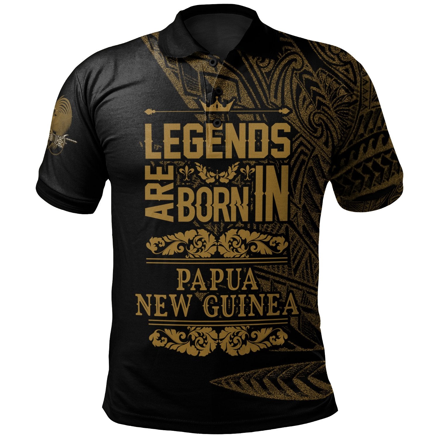 Papua New Guinea Polo Shirt Legends Are Born In Gold Color Unisex Gold - Polynesian Pride