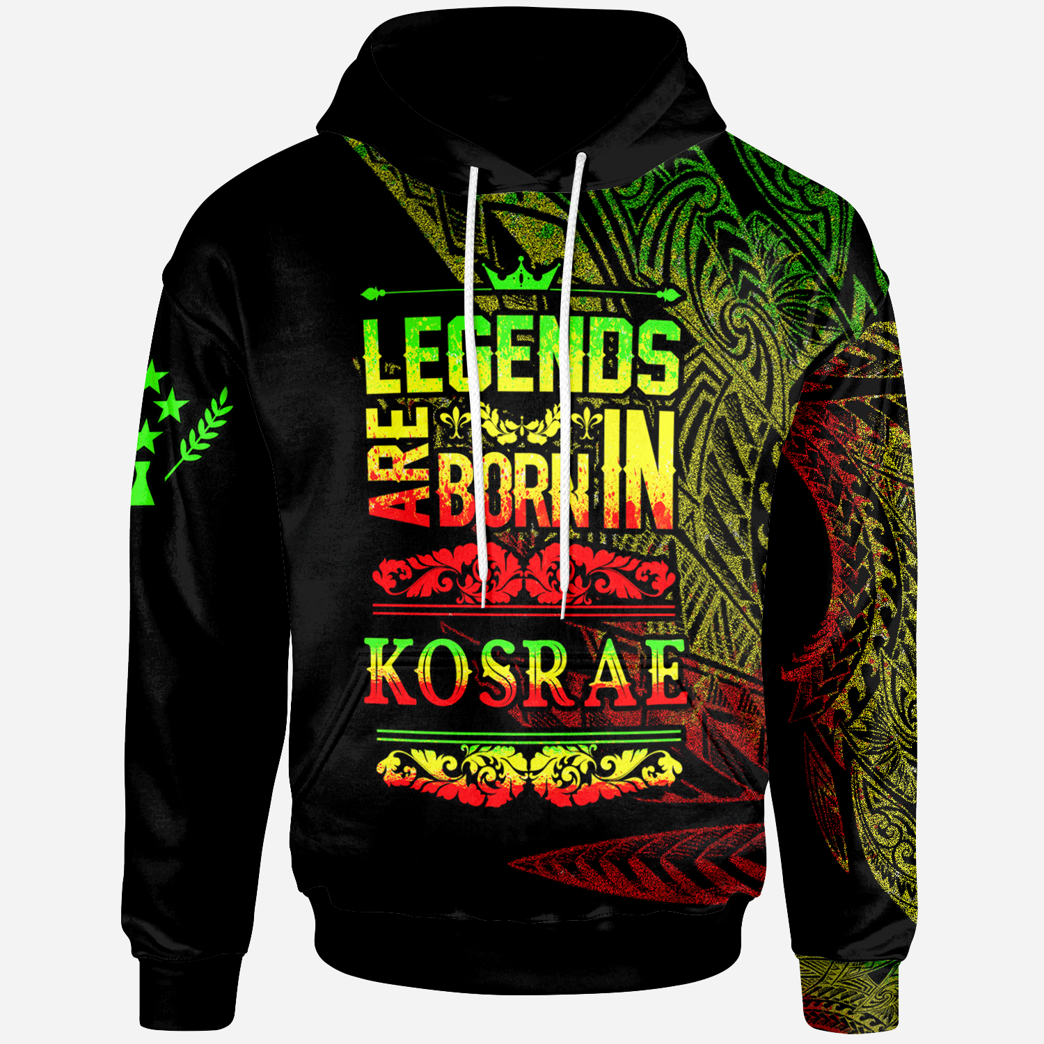 Kosrae State Hoodie Legends Are Born In Reggae Color Unisex Black - Polynesian Pride