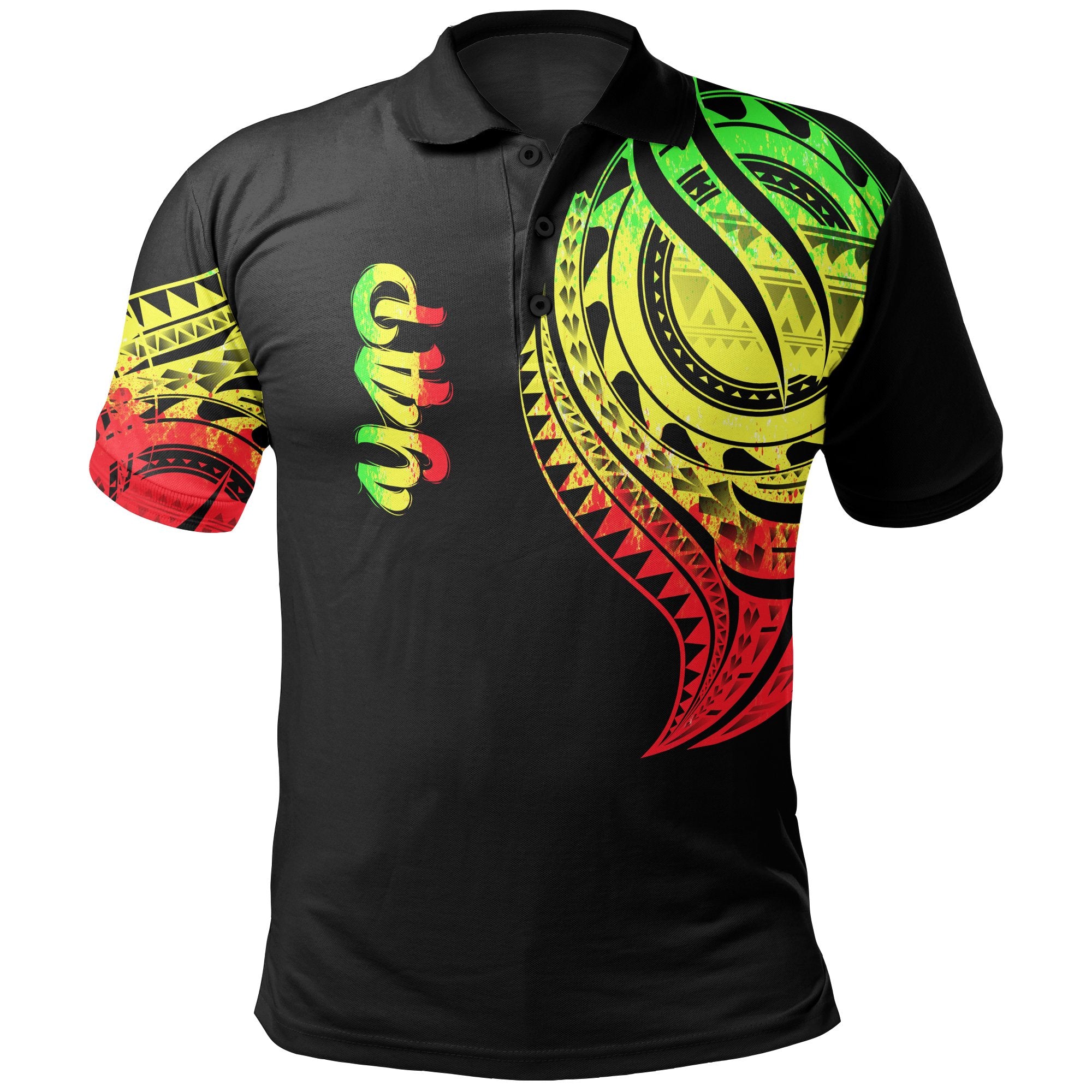 Yap State Polo Shirt Yap State Tatau Reggae Patterns Unisex Black - Polynesian Pride