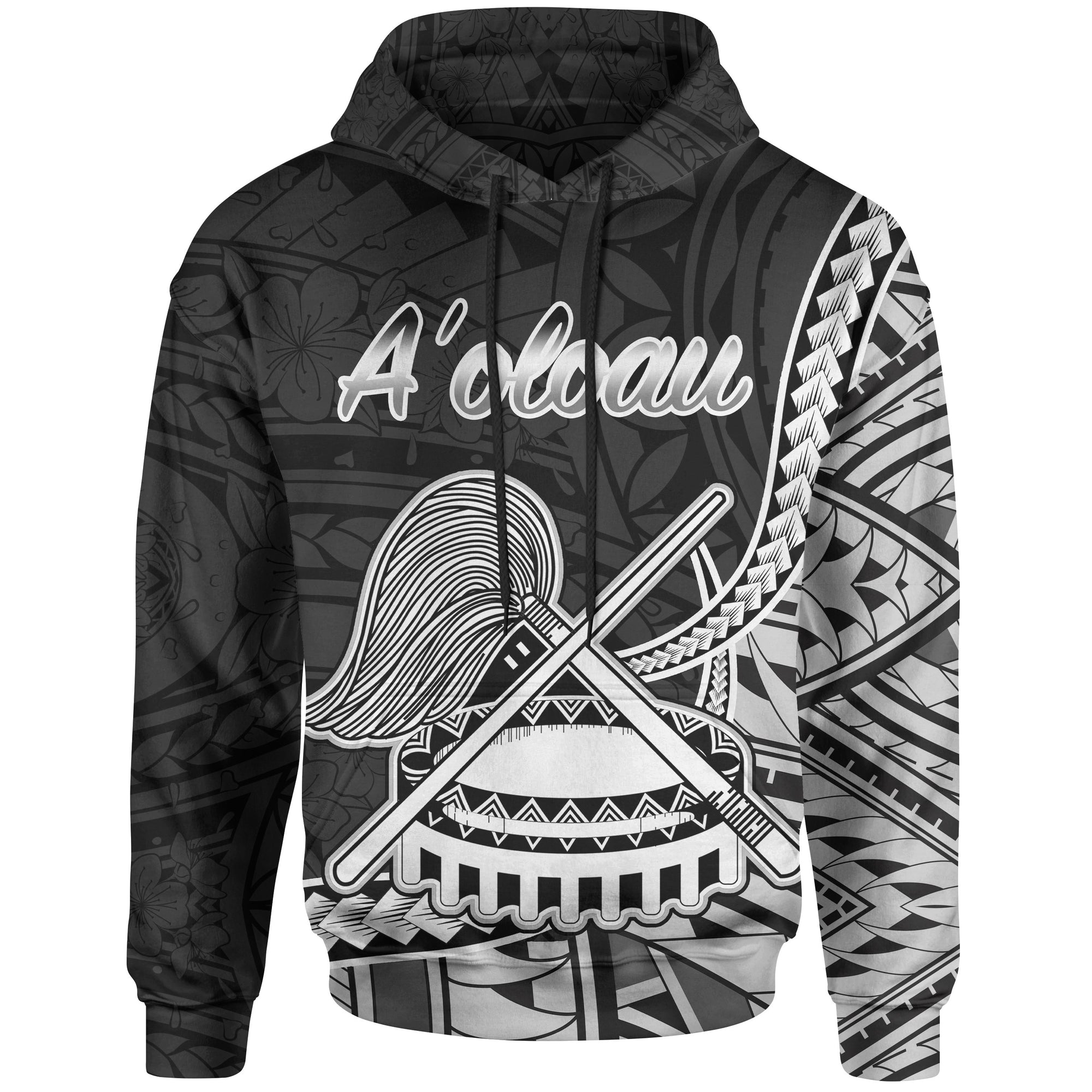 American Samoa Hoodie oloau Polynesian Patterns Unisex Black - Polynesian Pride