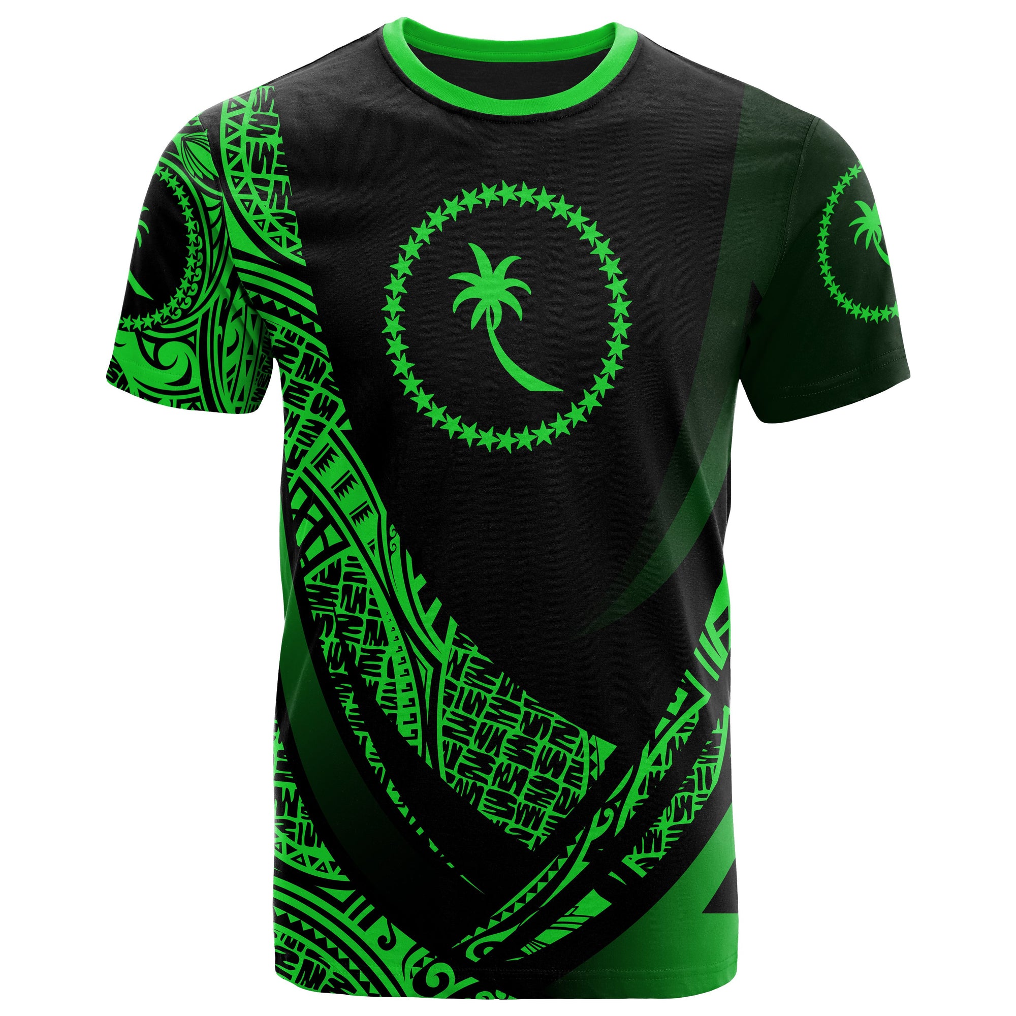 Chuuk State T Shirt Green Polynesian Patterns Sport Style Unisex Black - Polynesian Pride