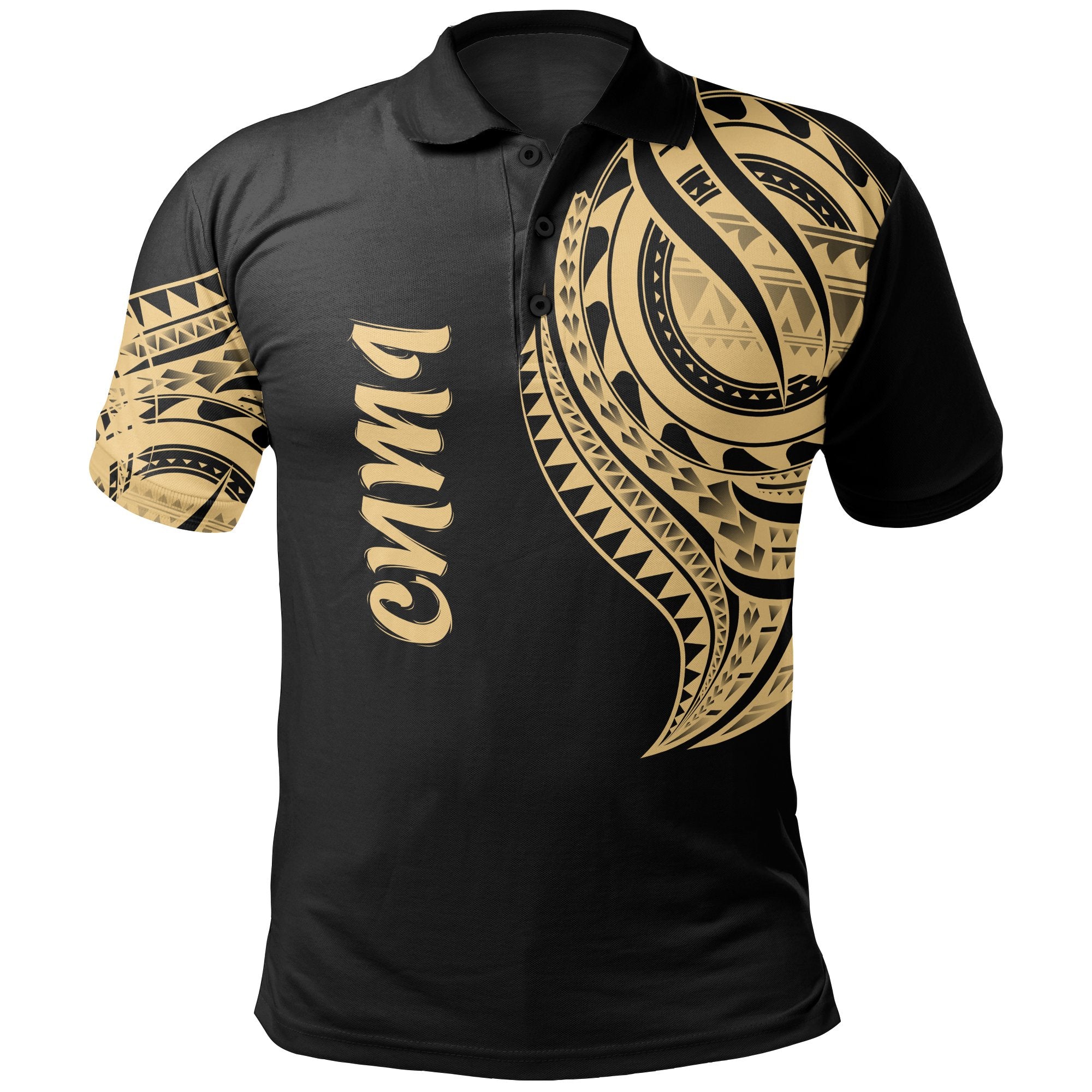 Northern Mariana Islands Polo Shirt Tatau Gold Patterns Unisex Black - Polynesian Pride