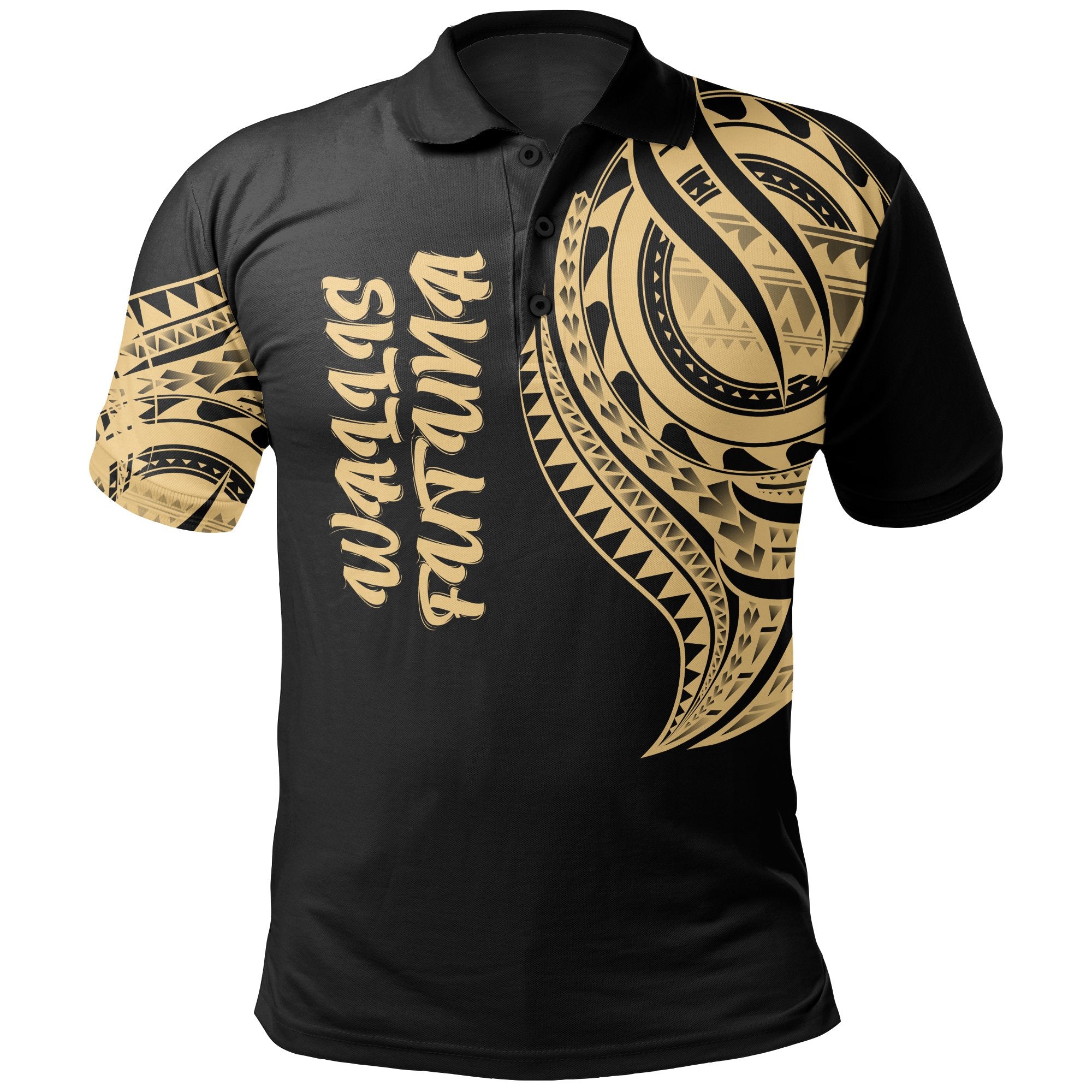 Wallis and Futuna Polo Shirt Wallis and Futuna Tatau Gold Patterns Unisex Black - Polynesian Pride