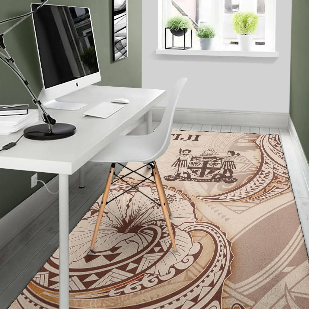Fiji Area Rug - Hibiscus Flowers Vintage Style - Polynesian Pride