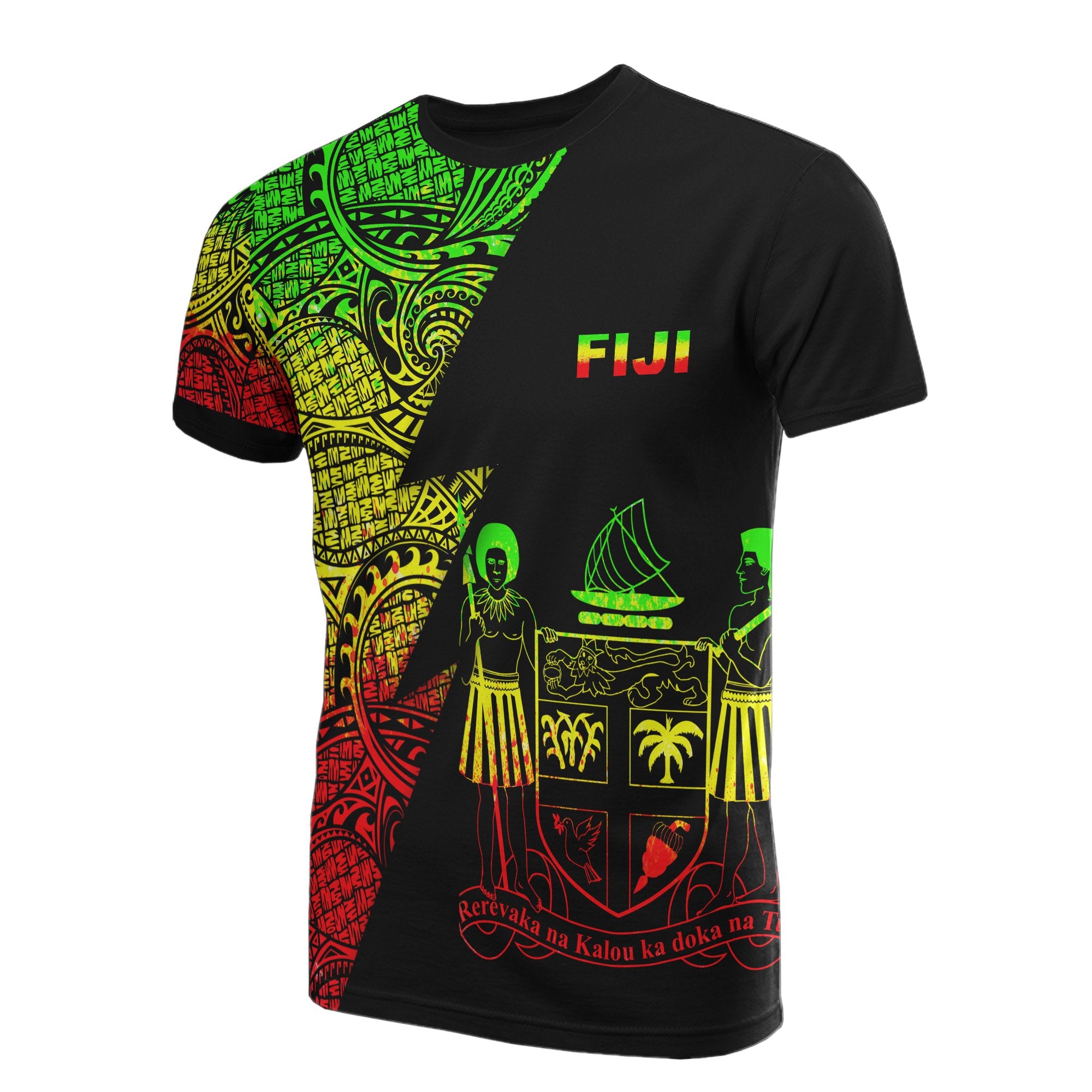 Fiji T Shirt Polynesian Patter Reggae Flash Style Unisex Reggae - Polynesian Pride