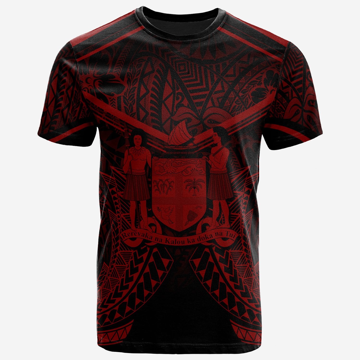 Fiji T Shirt Fijian Seal With Red Line Style Unisex Black - Polynesian Pride