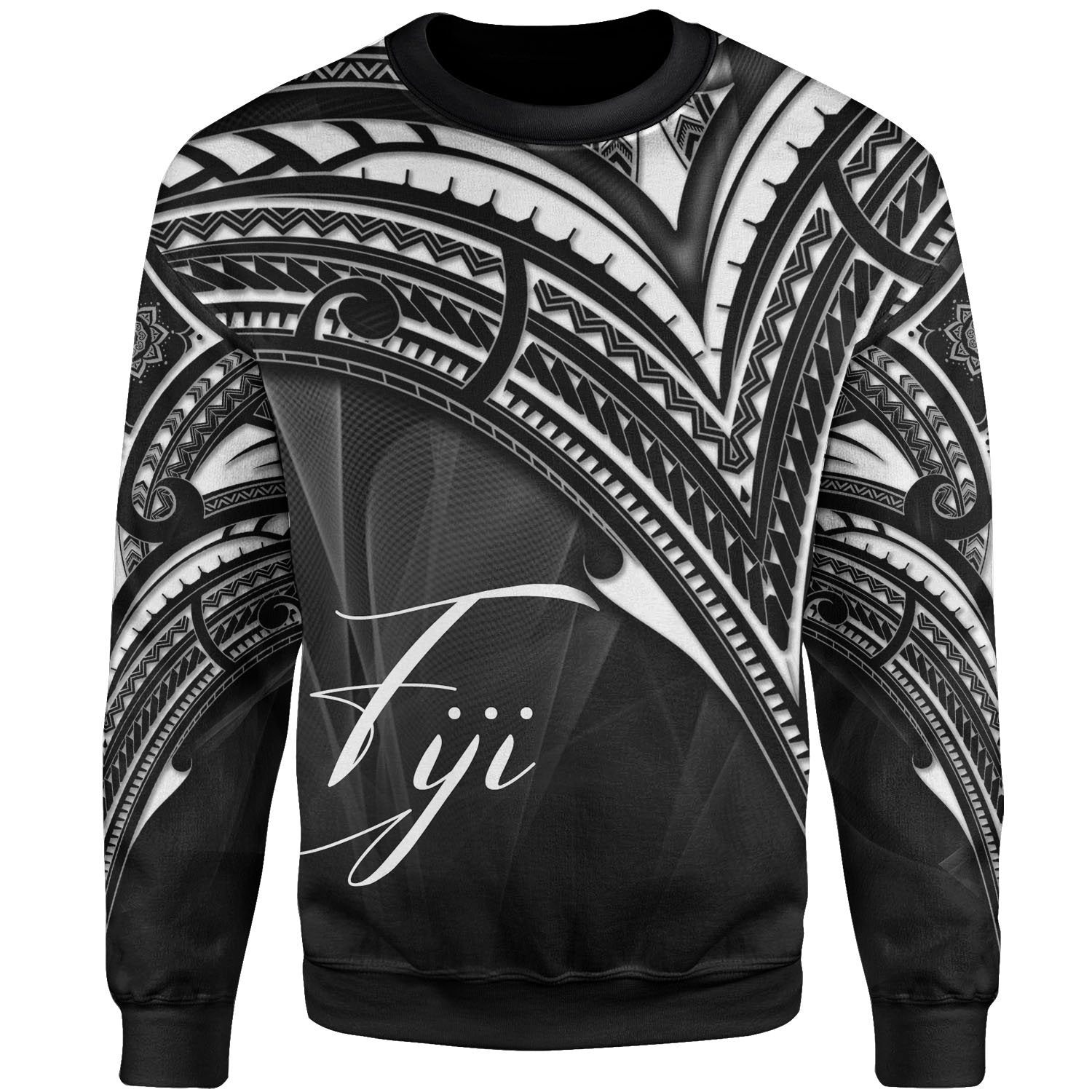 Fiji Sweatshirt - Cross Style White Color Unisex Black - Polynesian Pride