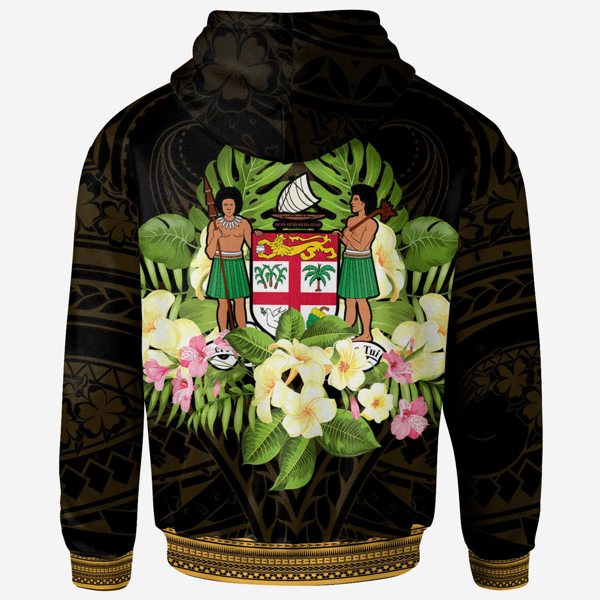 Fiji Hoodie Polynesian Gold Patterns Collection - Polynesian Pride