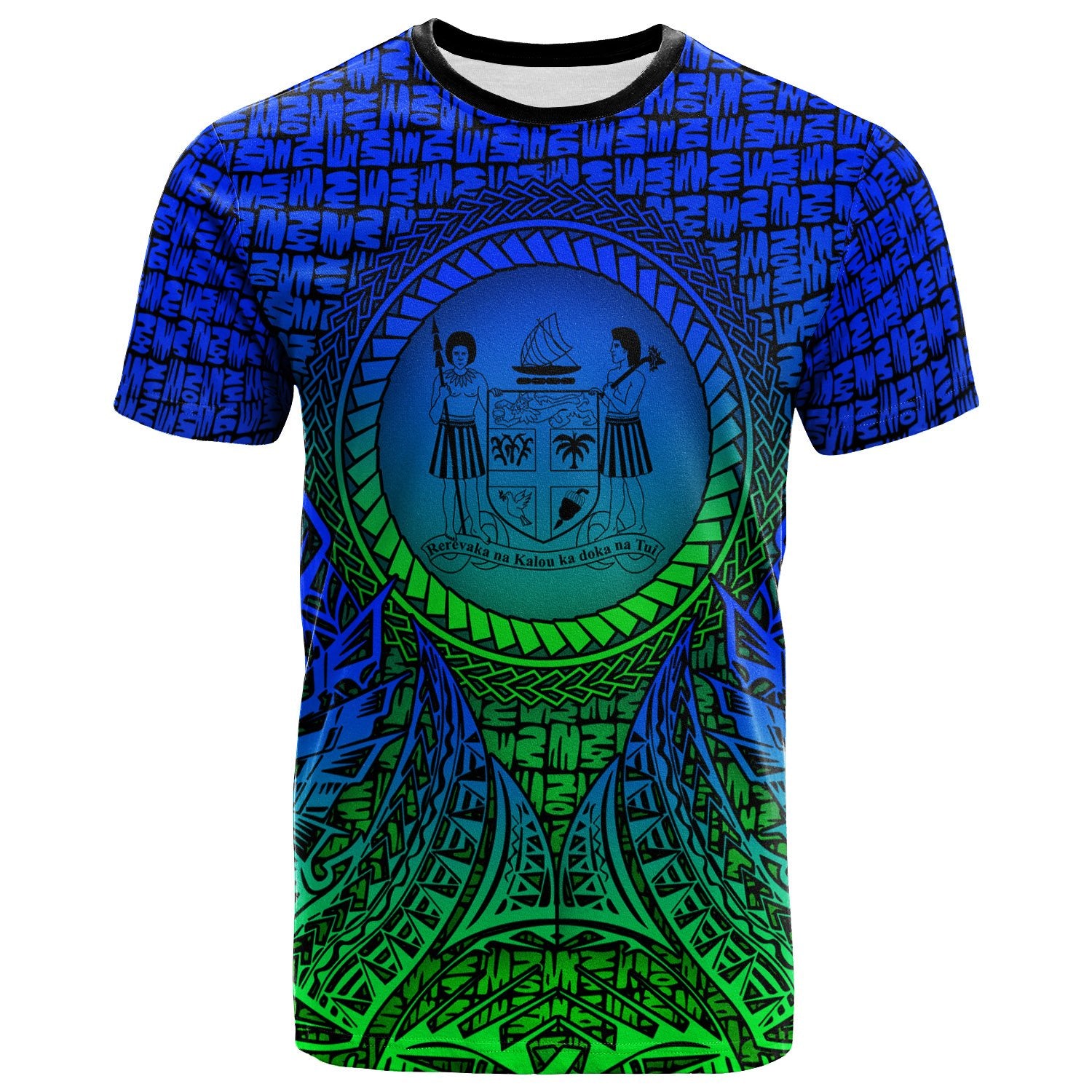 Fiji T Shirt Circle Pattern Blue Unisex Blue - Polynesian Pride