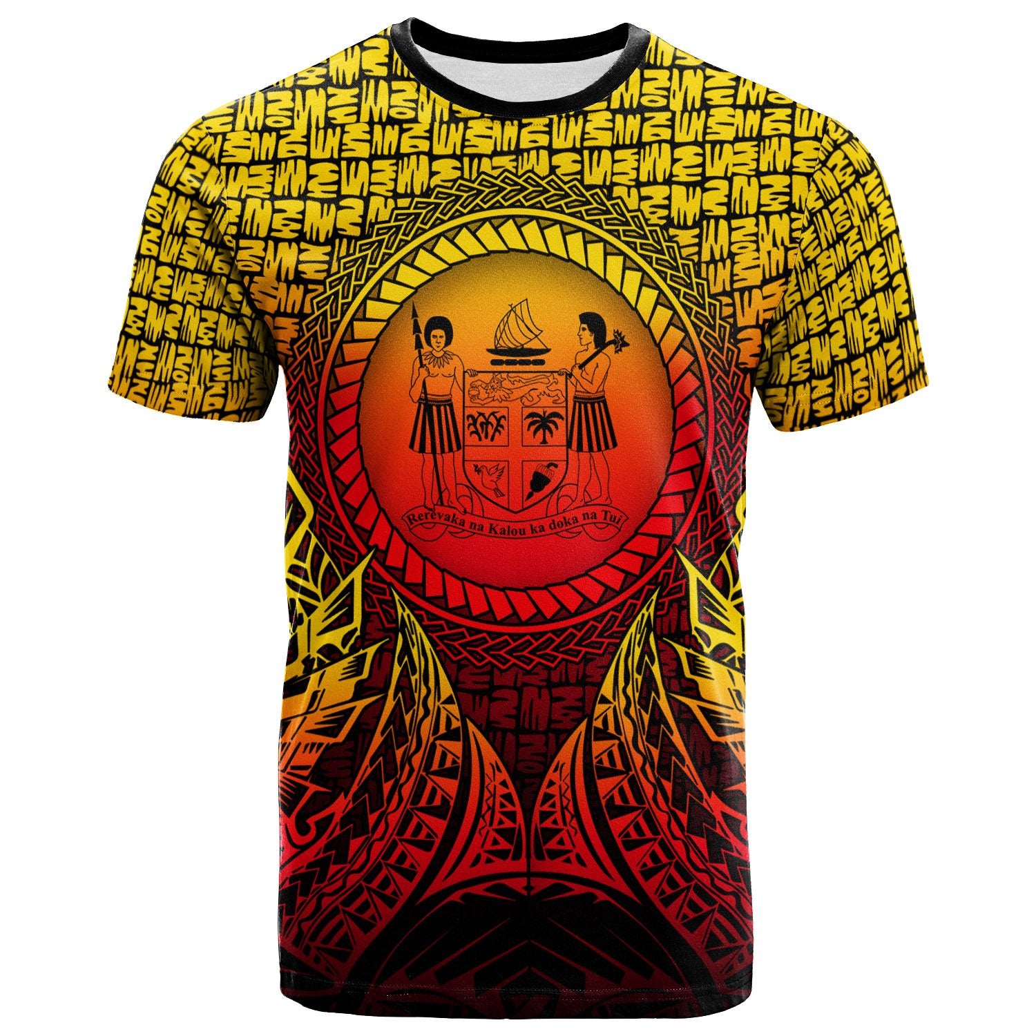 Fiji T Shirt Circle Pattern Yellow Unisex Yellow - Polynesian Pride