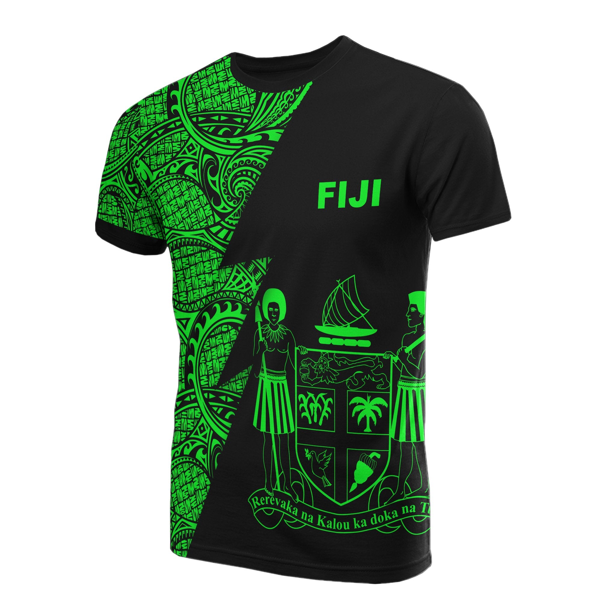 Fiji T Shirt Polynesian Patter Green Flash Style Unisex Green - Polynesian Pride