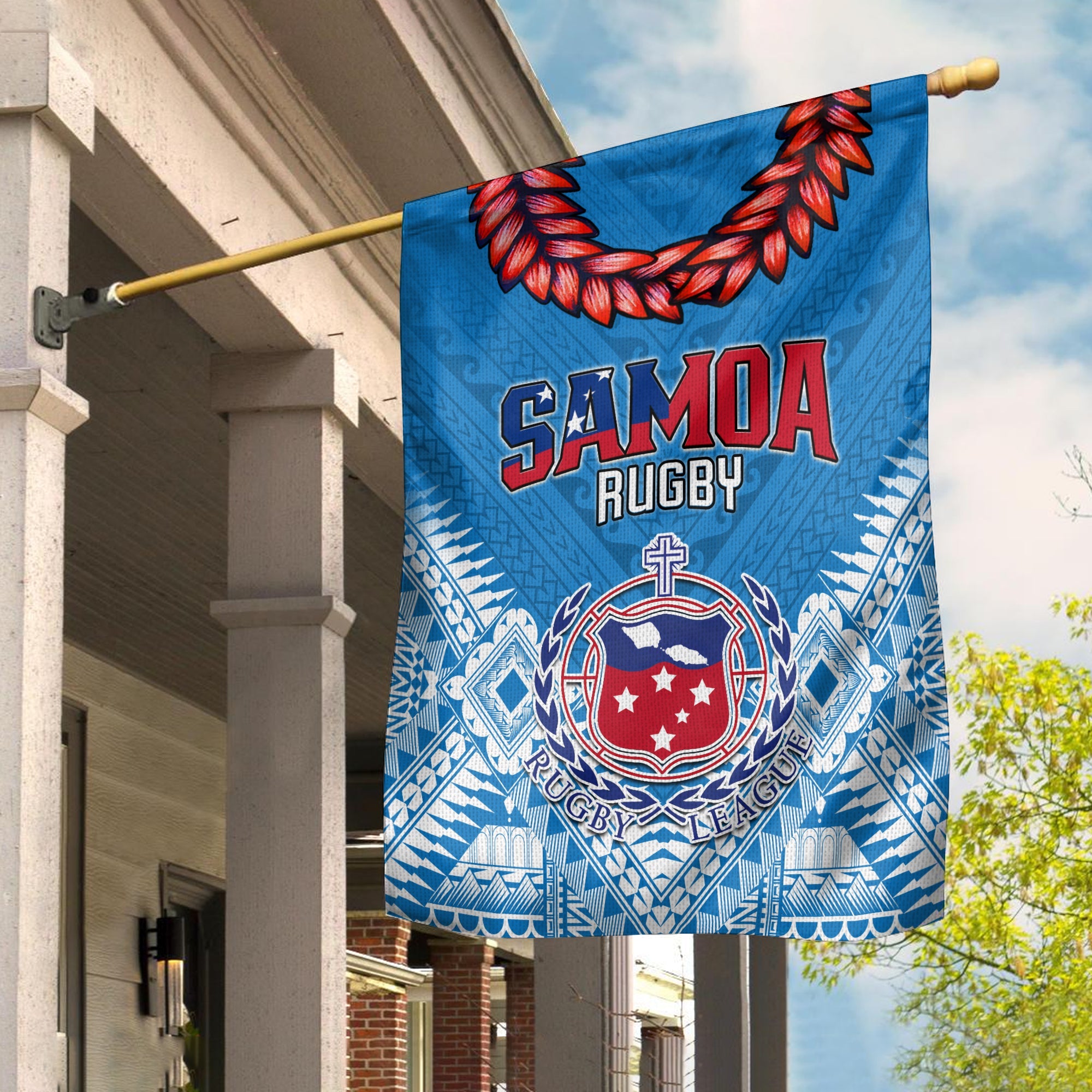 Toa Samoa Rugby Flag Manu Siva Tau Style Ulafala Ver.02 LT13 - Polynesian Pride