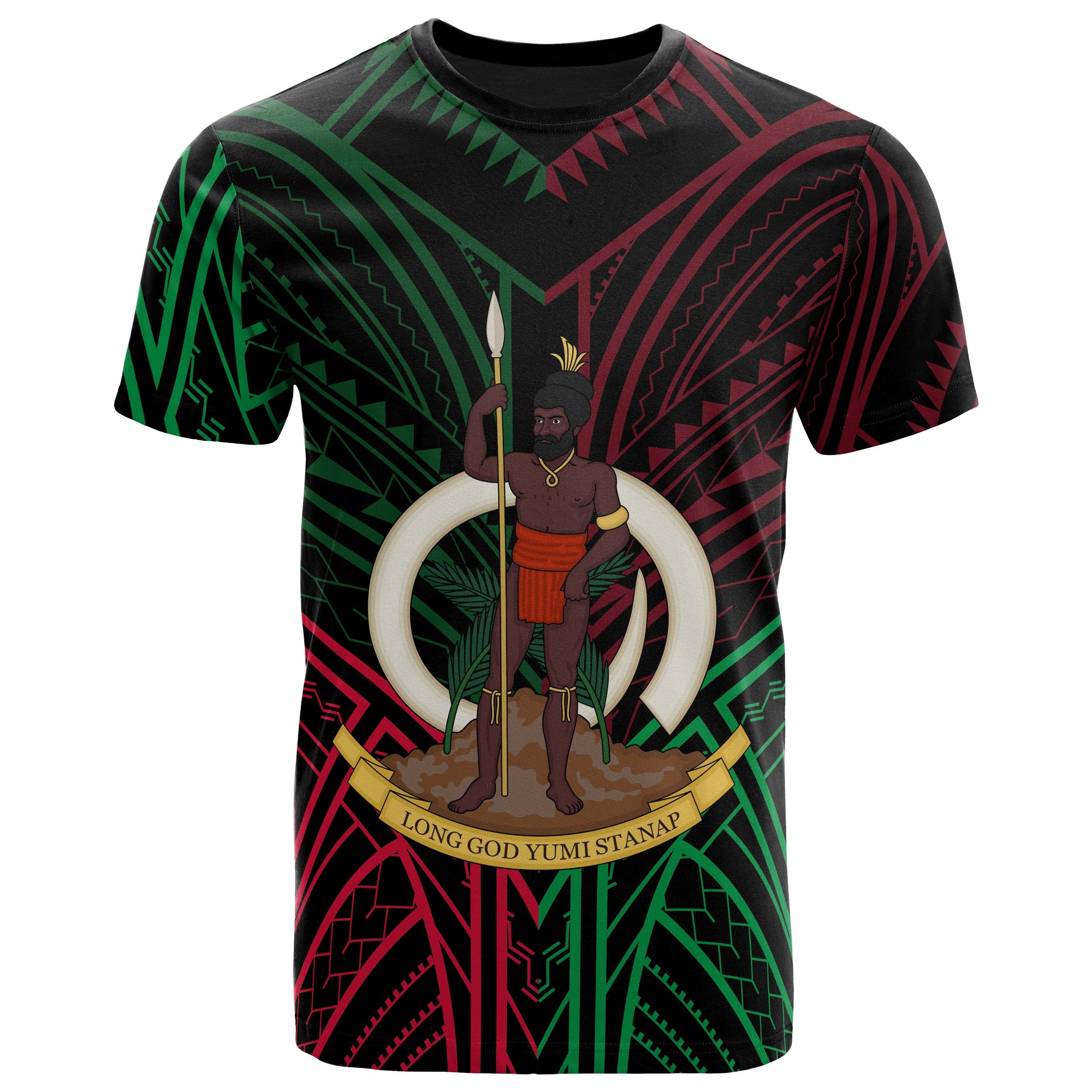 Vanuatu T Shirt Vanuatuan Seal Flag Color Tribal Patterns Unisex Black - Polynesian Pride