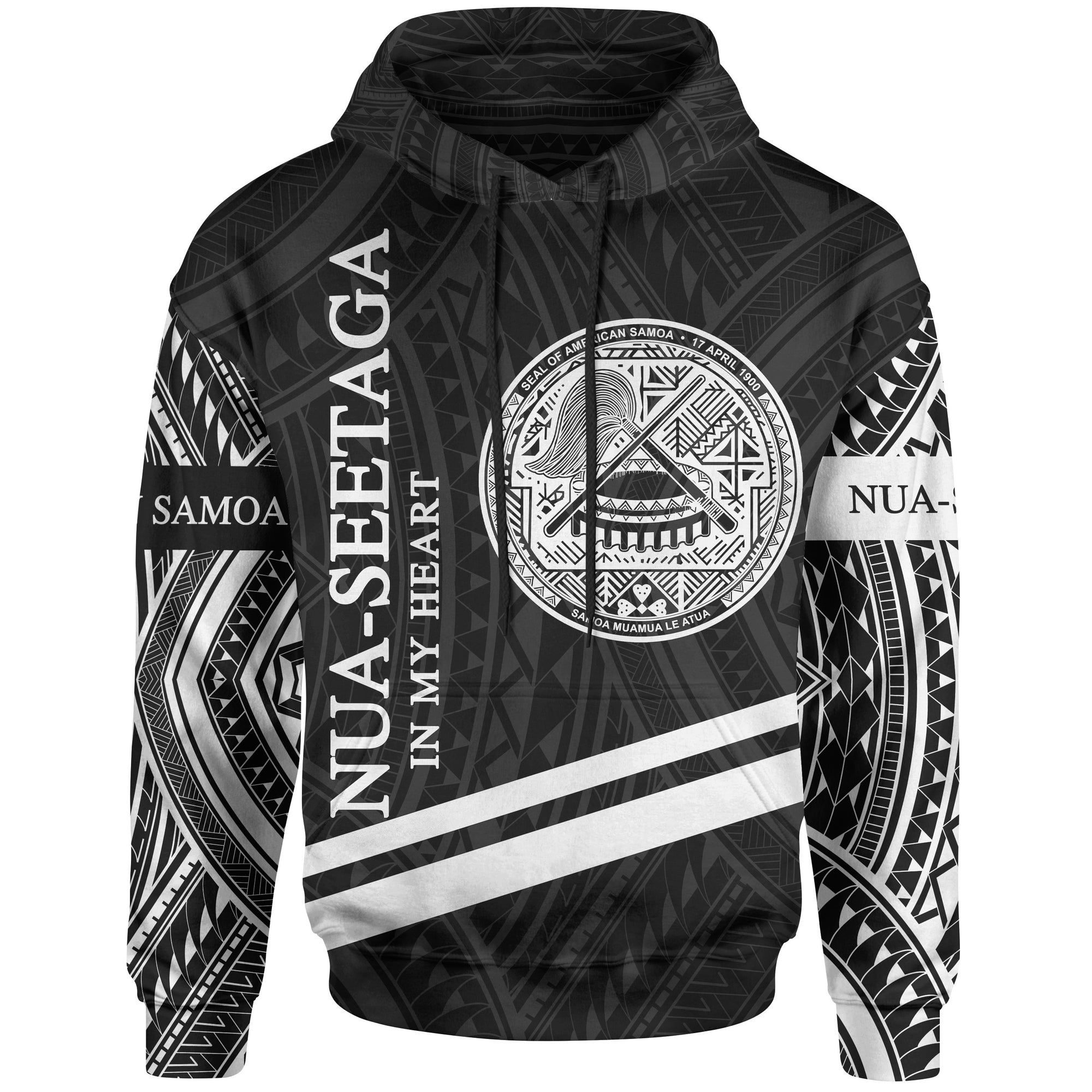 American Samoa Hoodie Nua Seetaga In My Heart Style Polynesian Patterns Unisex Black - Polynesian Pride