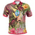 Guam Polo Shirt Flowers Tropical With Sea Animals Unisex Pink - Polynesian Pride