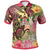 Fiji Polo Shirt Flowers Tropical With Sea Animals Unisex Pink - Polynesian Pride